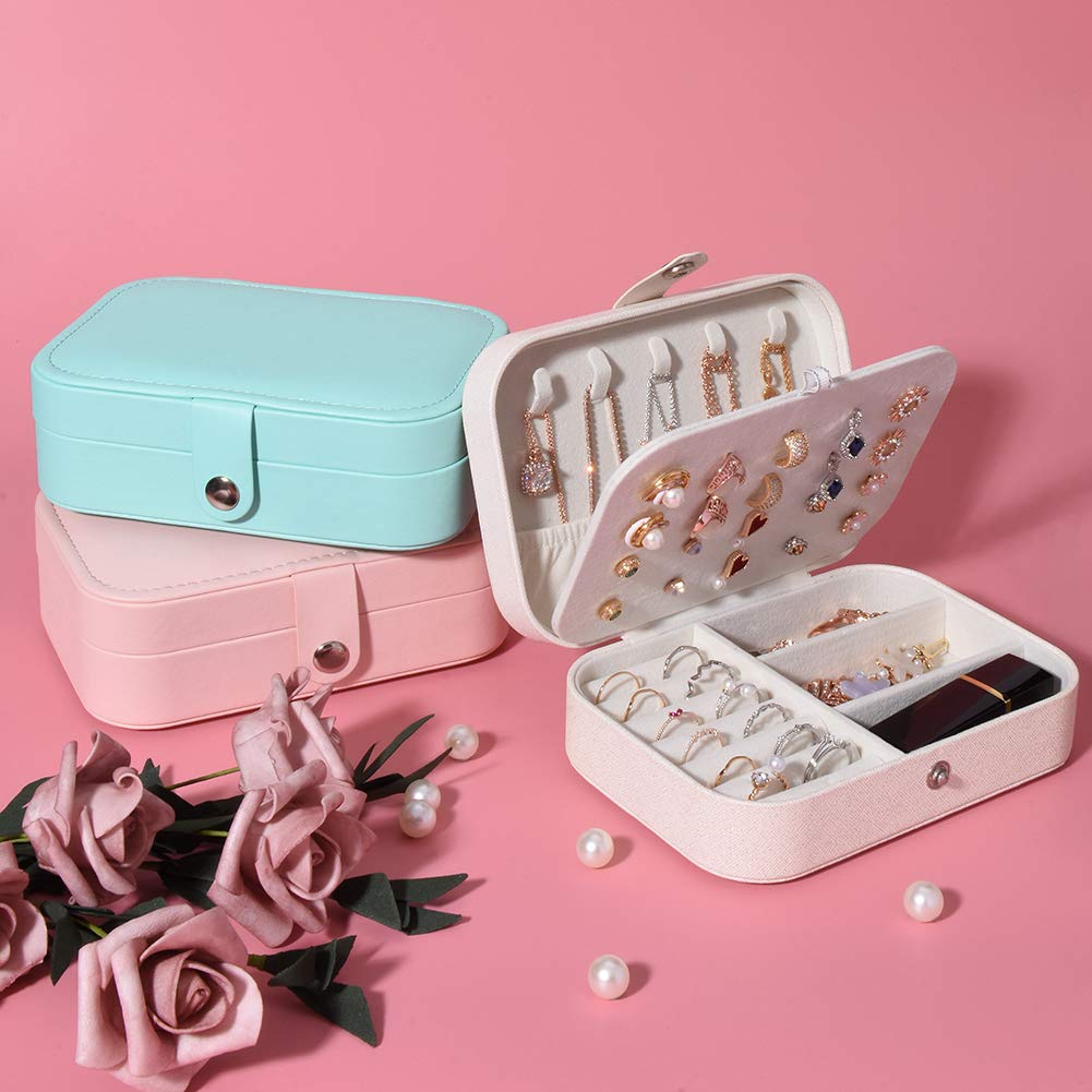 Portable Jewelry Organizer Case - Travel Jewelry Storage Box for Necklaces, Earrings, Rings & Bracelets (White) | Perfect for Travel, Home & Gift Giving