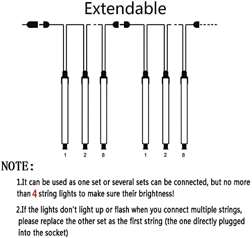 12 Inch 8 Tubes LED Meteor Shower Christmas Lights - Outdoor Waterproof Cascading Icicle Snow Falling String Lights for Holiday Decoration, Tree, Garden, Wedding & Party (White) - Perfect for Rooflines, Windows, Fences and Outdoor Holiday Displays