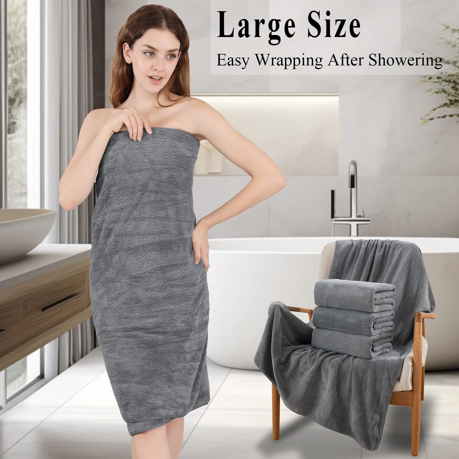Premium Extra Large Bath Towels Set - Ultra Soft & Absorbent 35x70 Inch Bathroom Towels (8 Pieces) for Spa, Hotel, or Luxury Home Use