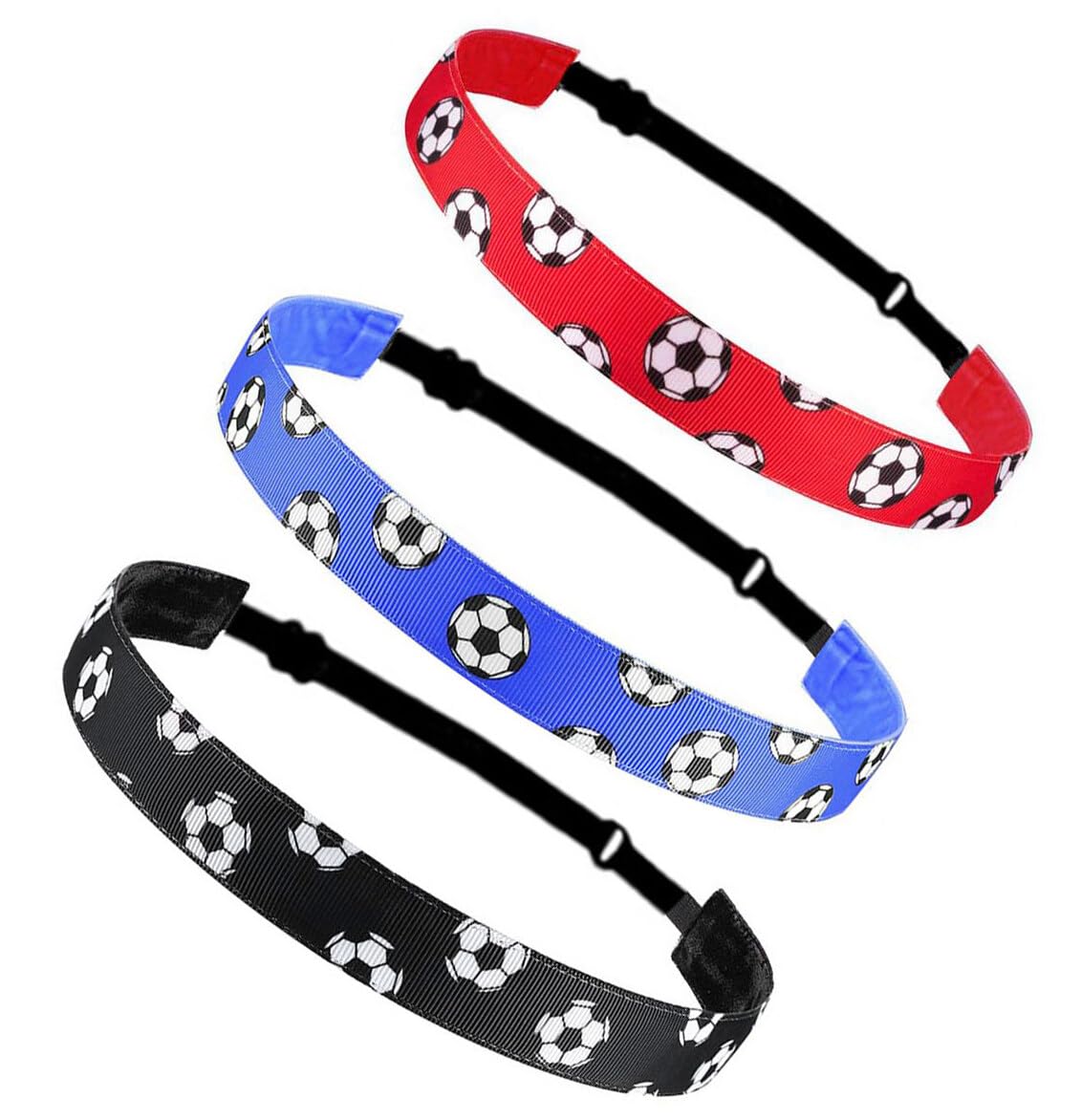 3-Pack Non-Slip Elastic Sports Headbands for Soccer, Running, Tennis & Yoga - Sweat Absorbing Hair Bands for Women & Men - Perfect for Workouts, Training & Outdoor Activities (Assorted Colors)