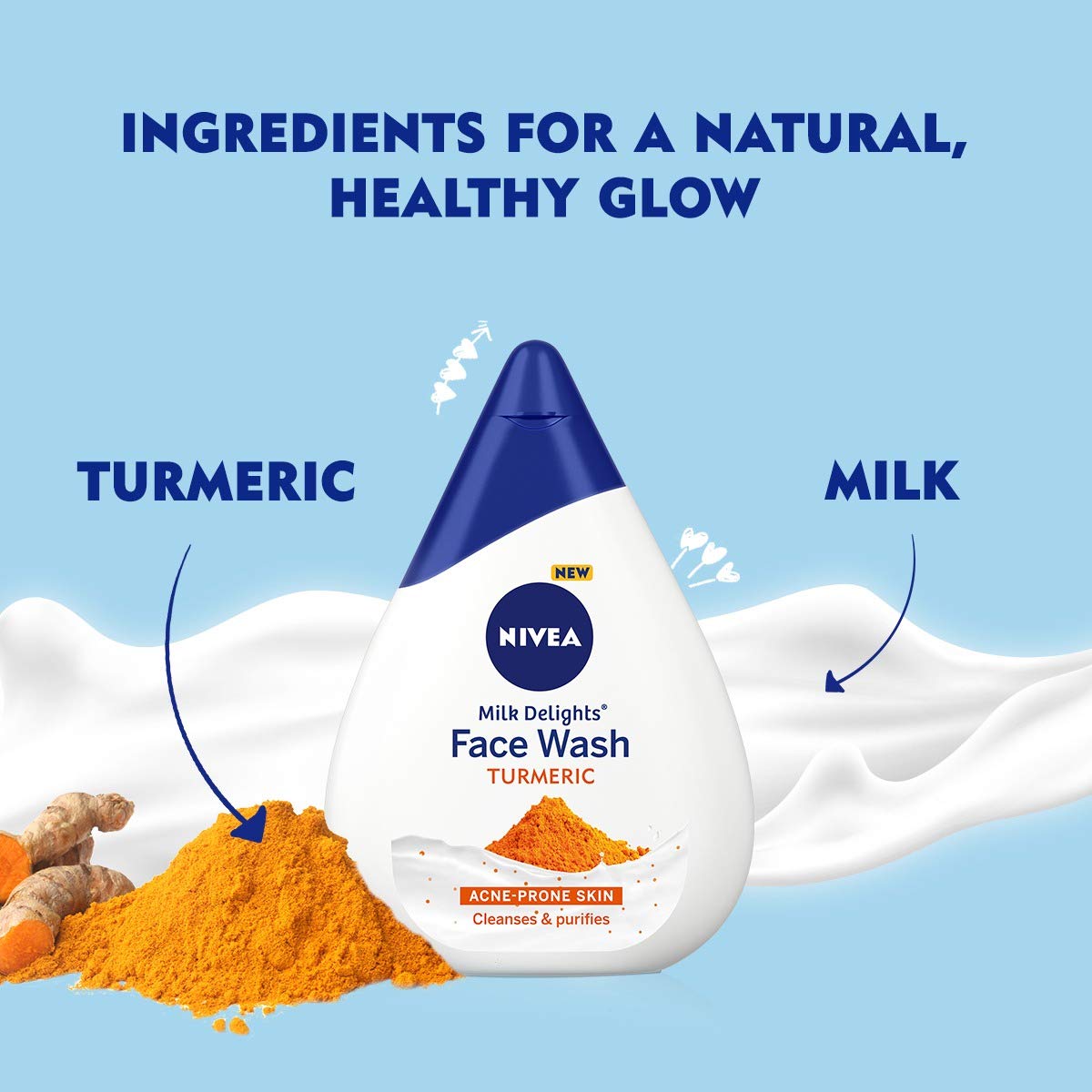Nivea Women's Acne-Prone Face Wash with Turmeric & Milk - Reduces 99.9% Pimple-Causing Bacteria, 100ml | Sensitive Skin Face Wash with Rose & Milk, 100ml - Gentle Daily Cleanser for Clear, Healthy Skin - Perfect for Morning & Night Skincare Routine