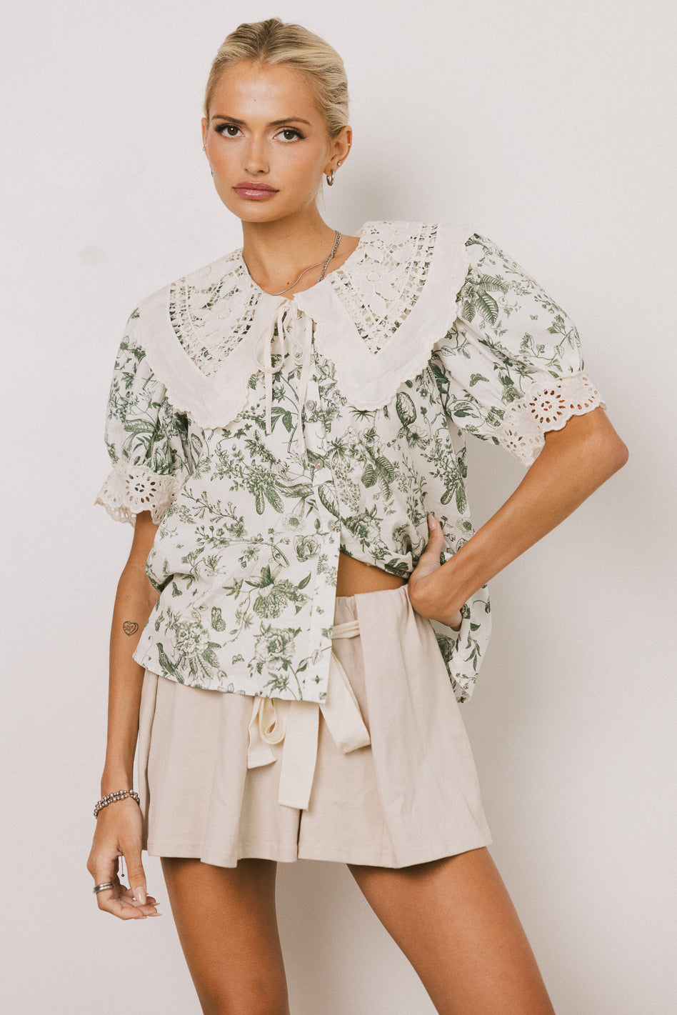 Amir Embroidered Blouse for Women - Elegant Floral Design Cotton Top - Perfect for Casual Wear, Office & Date Night Outfits