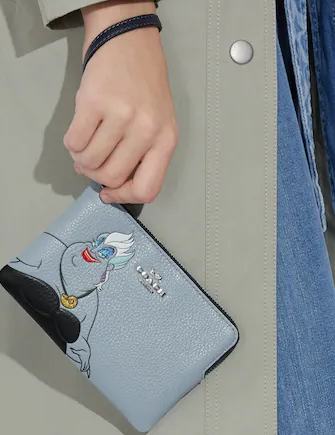 Coach Disney X Coach Corner Zip Wristlet with Ursula Motif - Stylish Disney Villain Wristlet for Women | Perfect for Parties, Travel & Everyday Use