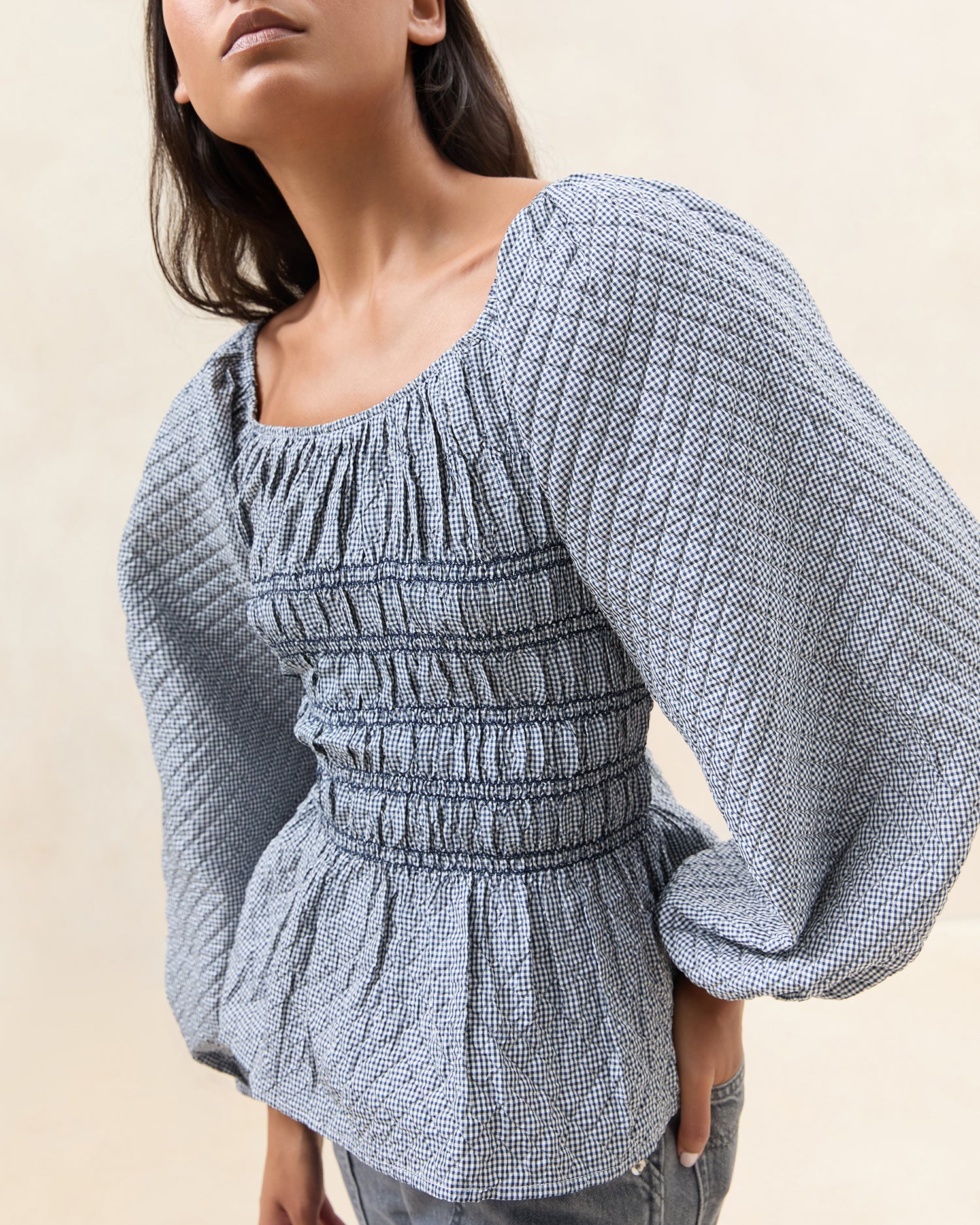 Julietta Gathered Top Women's Fashion Blouse - Elegant Ruffled Sleeve Tops for Casual Wear, Office & Date Night Outfits