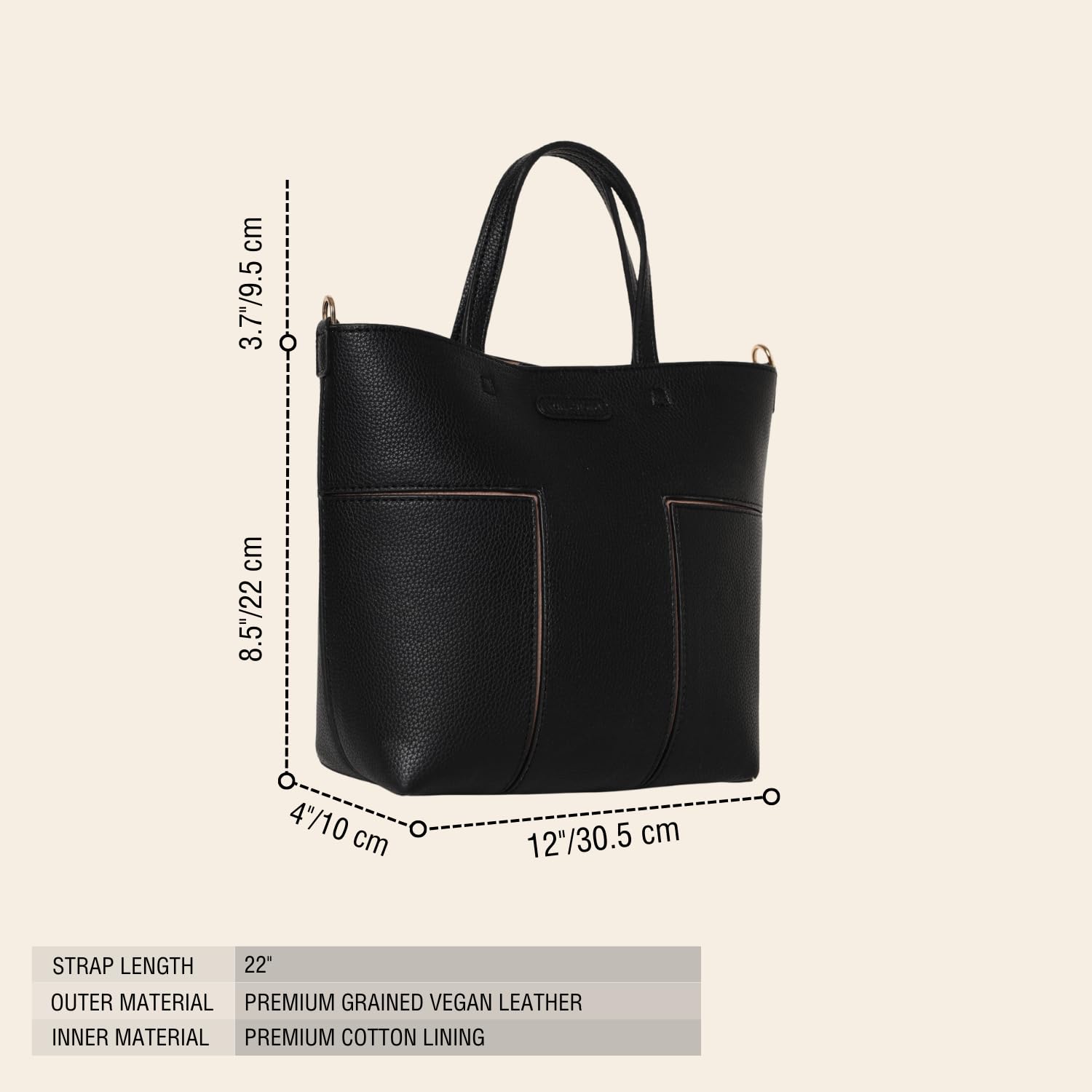 Eco-Friendly Vegan Tote Bag for Women - Faux Leather Large Capacity Shoulder Handbag | Perfect for Work, Travel & Shopping (Black)