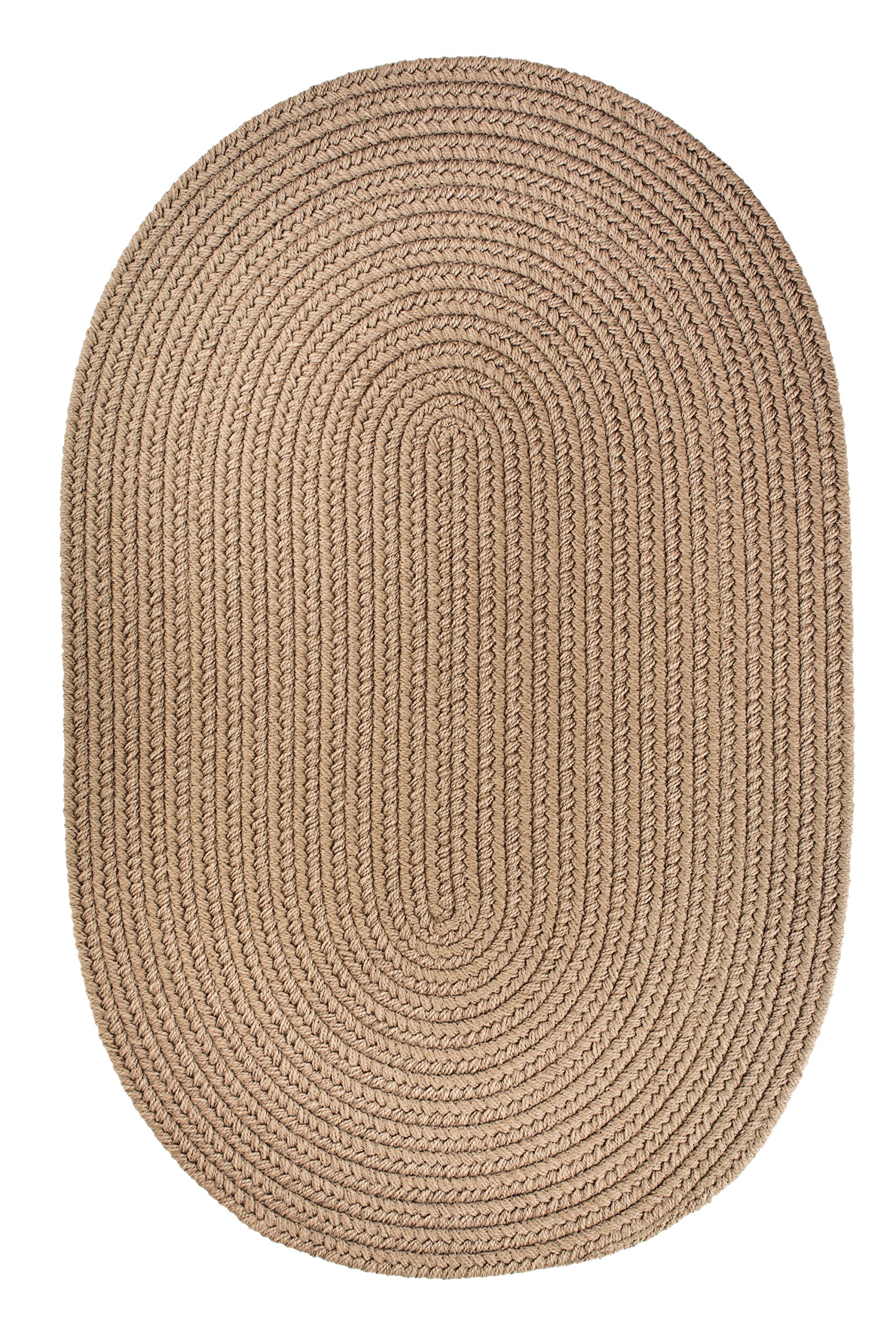 Rhody Rug Solid Poly S026 Dark Taupe 3' x 5' Oval Braided Area Rug - Non-Slip Floor Mat for Bedroom, Living Room & Hallway - Easy Care Indoor Rug for High Traffic Areas - USA Made Home Decor - Perfect for Cozy Spaces, Pet-Friendly Homes & Modern Interiors