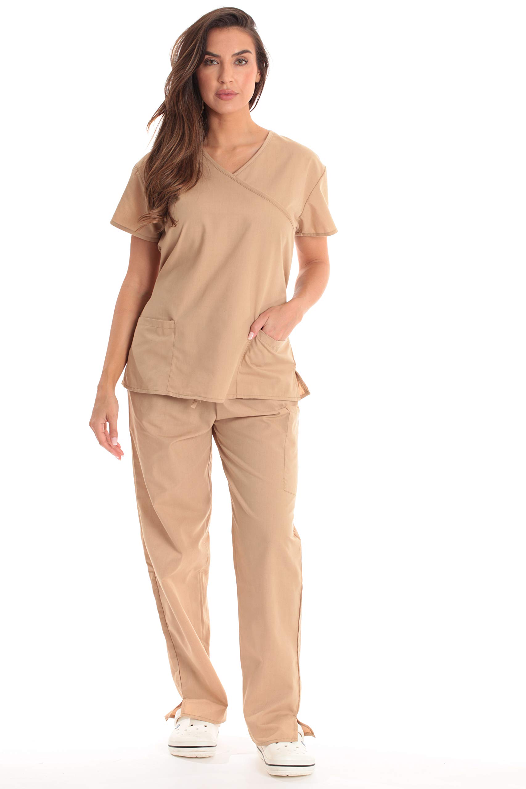 Just Love Women's Mock Wrap Tops & Pants Sets - Comfortable Outfits for Work, Casual & Lounge Wear