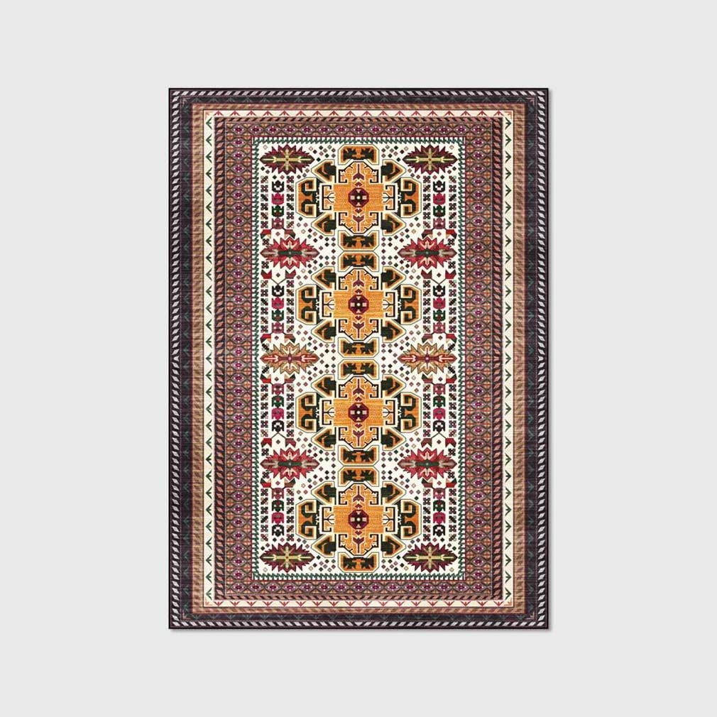 Vintage Boho Area Rugs - Persian Carpet for Living Room, Bedroom, Kitchen & Bathroom | Bohemian Abstract Modern Distressed Design | Non-Slip Indoor Outdoor Rug (47.2