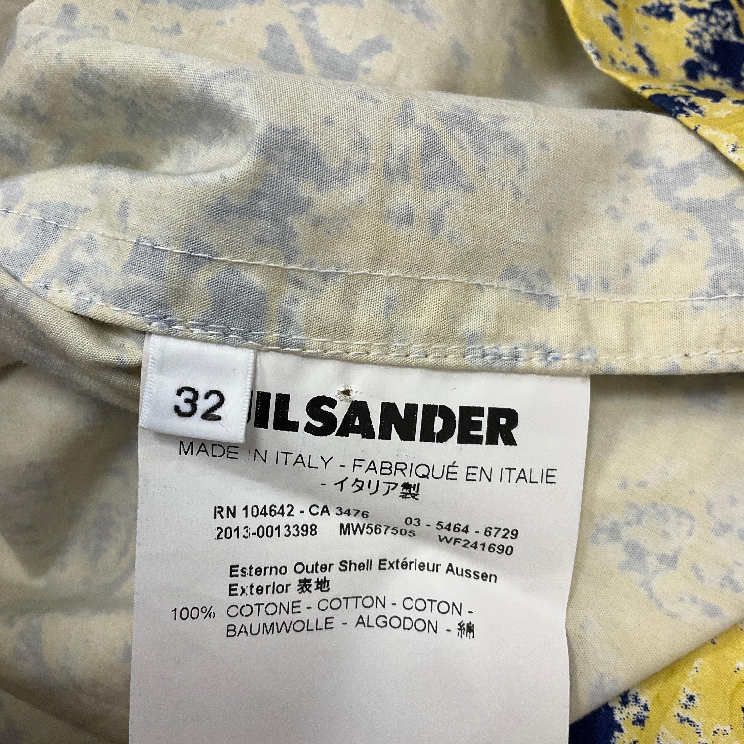Jil Sander Women's Printed Cotton Top - Yellow & Blue Floral Design | Casual Wear, Office Outfit & Spring Fashion