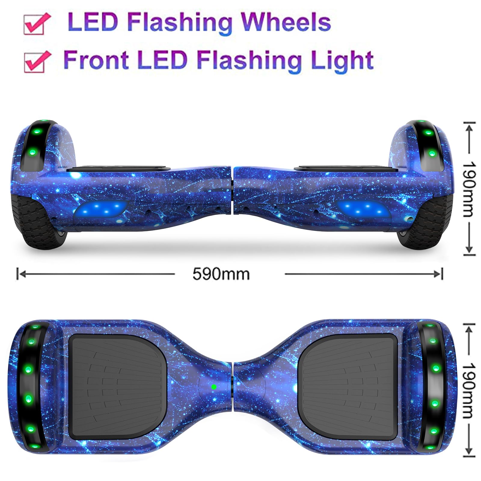 SISIGAD Hoverboard for Kids Ages 6-12 - Bluetooth Speaker & 6.5