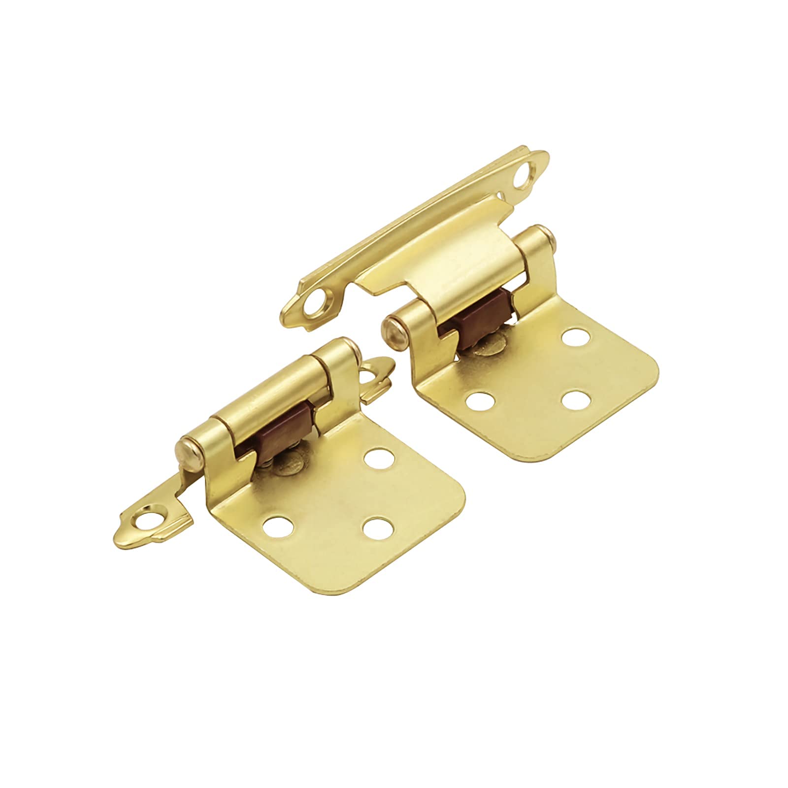 Goldenwarm 15 Pair Self-Closing Overlay Kitchen Cabinet Hinges - SCH30BB Modern Brass Face Mount Hinges for Cabinet Doors (Kitchen, Bathroom, Wardrobe) - Easy Installation & Smooth Operation