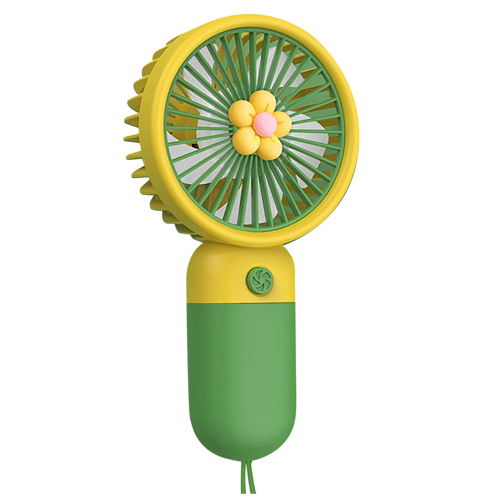 Mini Handheld Portable Fan with Lanyard - Cute Flower Design, USB Rechargeable, Quiet & Powerful - Perfect for Summer, Travel, Office, and Outdoor Activities