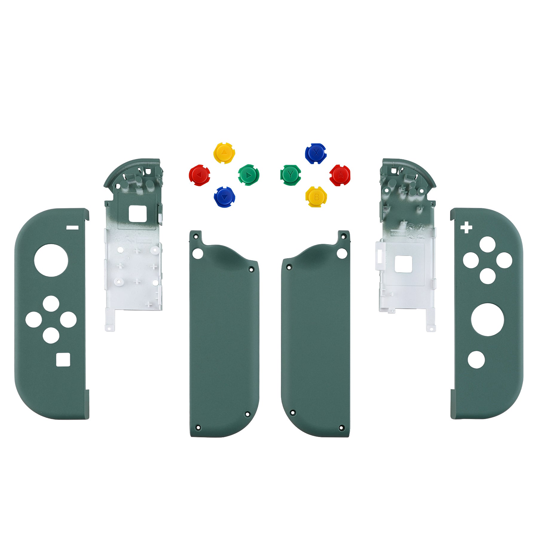 eXtremeRate Soft Touch Grip Pine Green Joycon Controller Shell with ABXY Buttons - DIY Replacement Housing for Nintendo Switch JoyCon & OLED JoyCon (Console Not Included) - Perfect for Gaming, Modding, and Customizing Your Switch Controllers