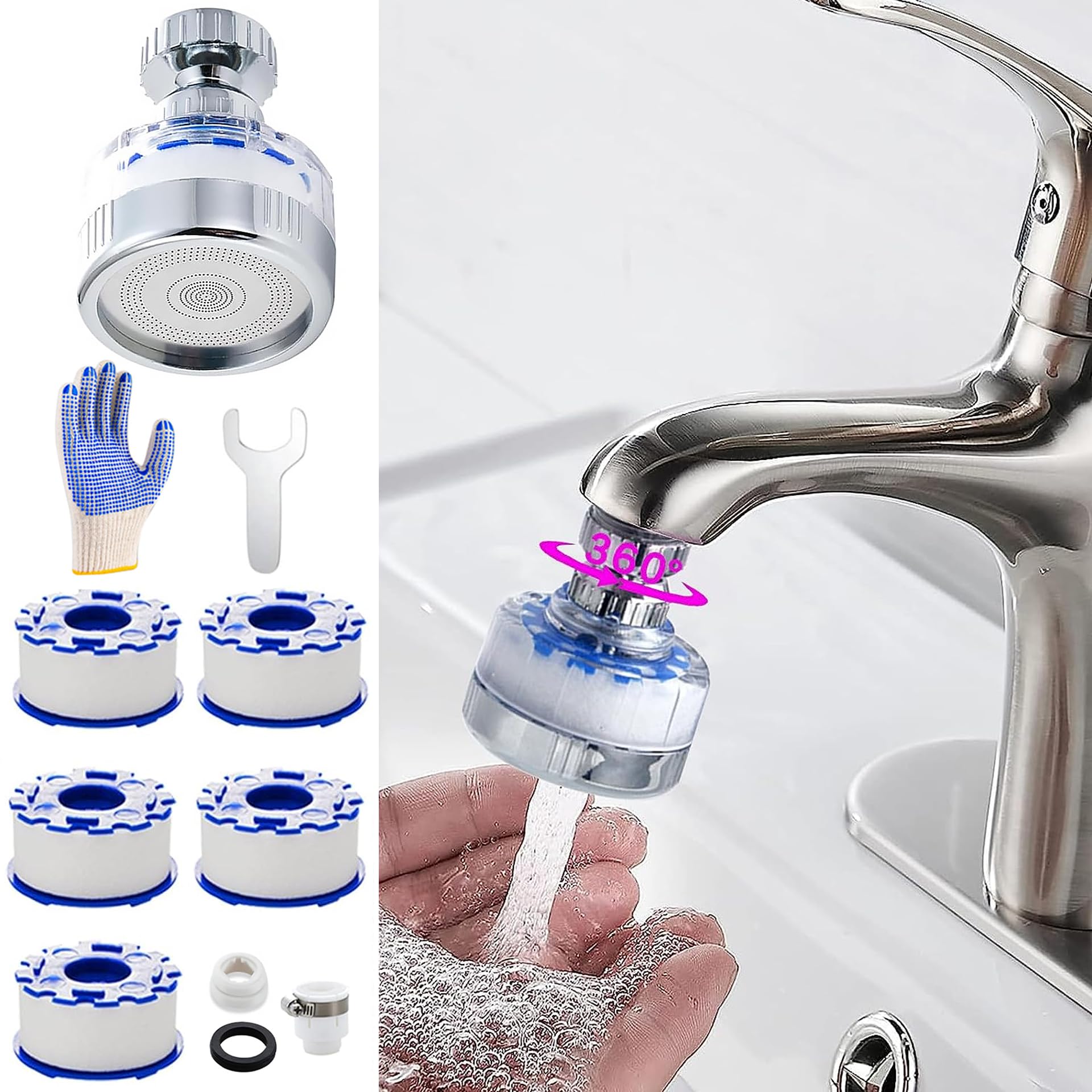 360° Rotating Faucet Water Filter - Removes Chlorine, Lead, Sediments & Improves Taste | Easy Installation | Perfect for Kitchen Sink, RV & Camping Use