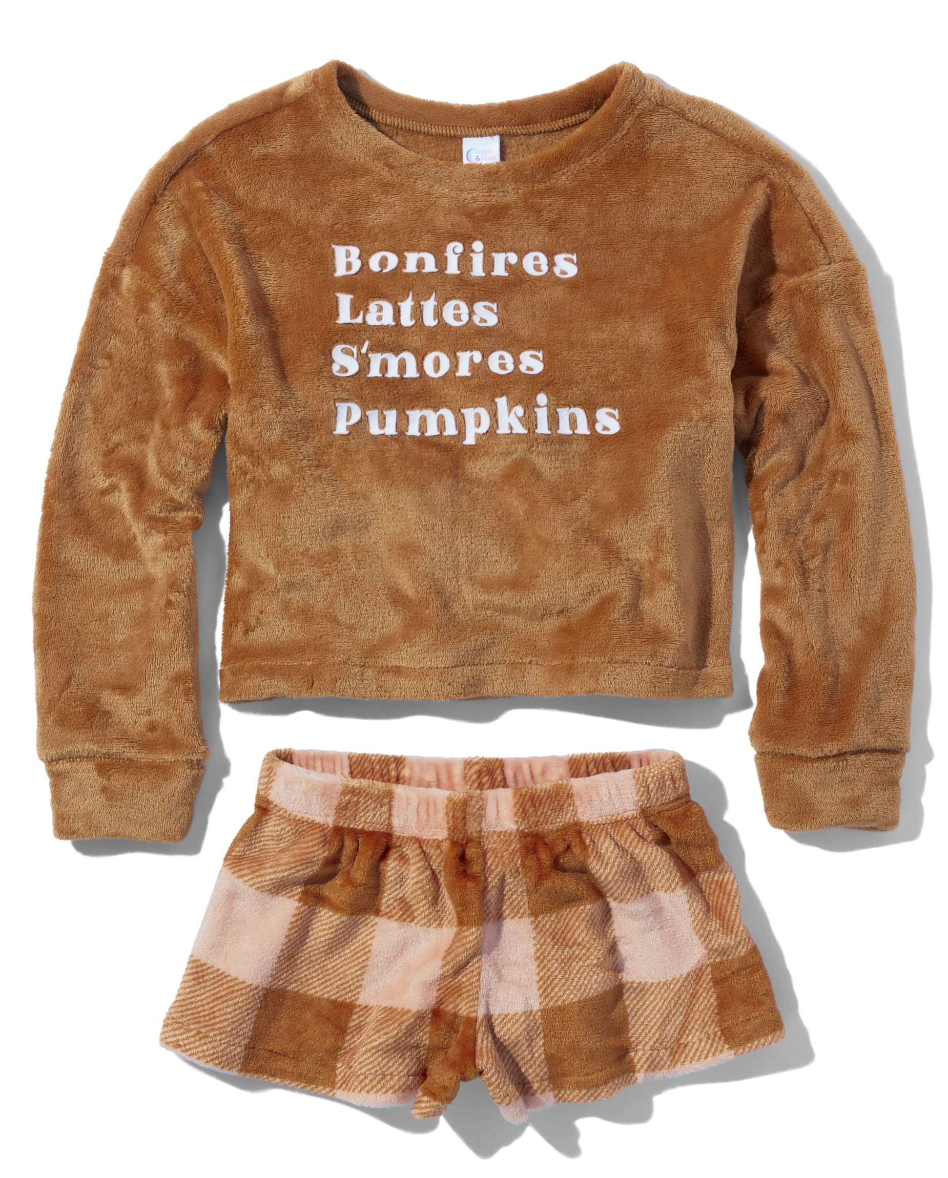 Girls' Long Sleeve T-Shirt & Shorts Pajama Set - Sugar & Jade Print - Soft Cotton Sleepwear for Teens - Perfect for Sleepovers, Lounging & Cozy Nights
