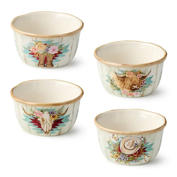 Floral Farm Ice Cream Bowls - Ceramic Dessert Dishes for Gelato, Pudding & Fruit - Perfect for Parties, Picnics & Home Decor