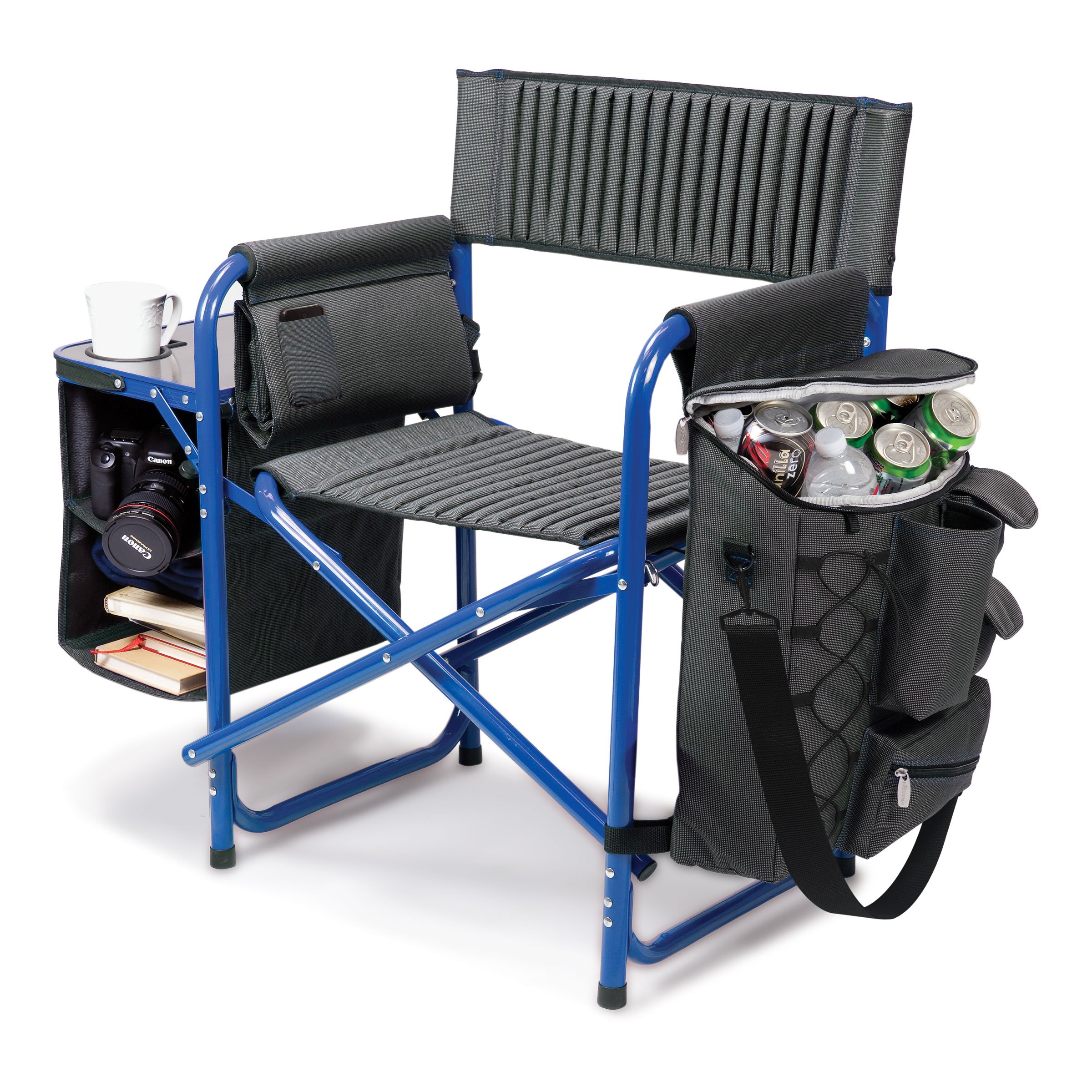 PICNIC TIME Fusion Portable Camping Chair with Detachable Side Table & Insulated Soft Cooler - Heavy Duty Folding Beach Lawn Chair for Adults - Perfect for Outdoor Camping, Beach Trips, Picnics and Backyard Relaxation