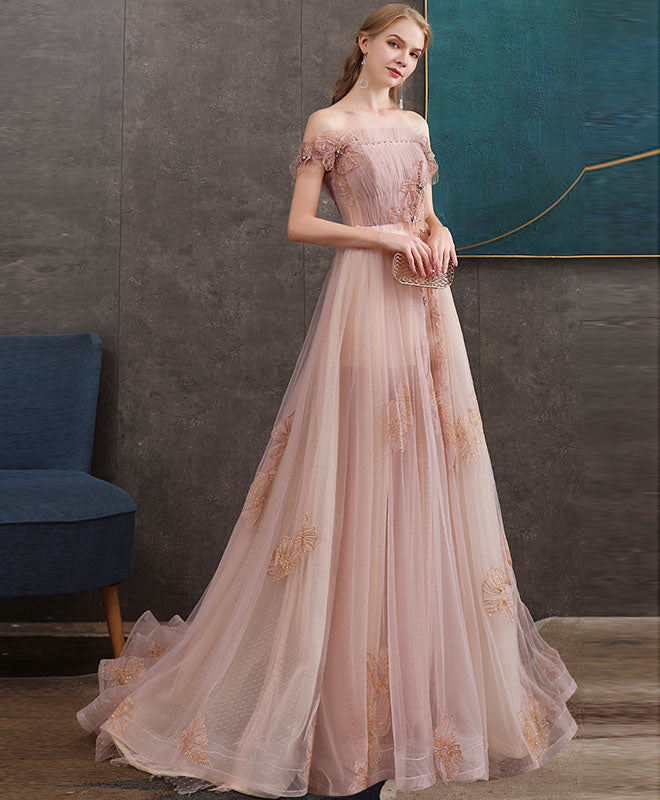 Elegant Pink Tulle Lace Long Prom Dress for Women - Formal Evening Gown for Homecoming, Ball, Wedding & Special Occasions