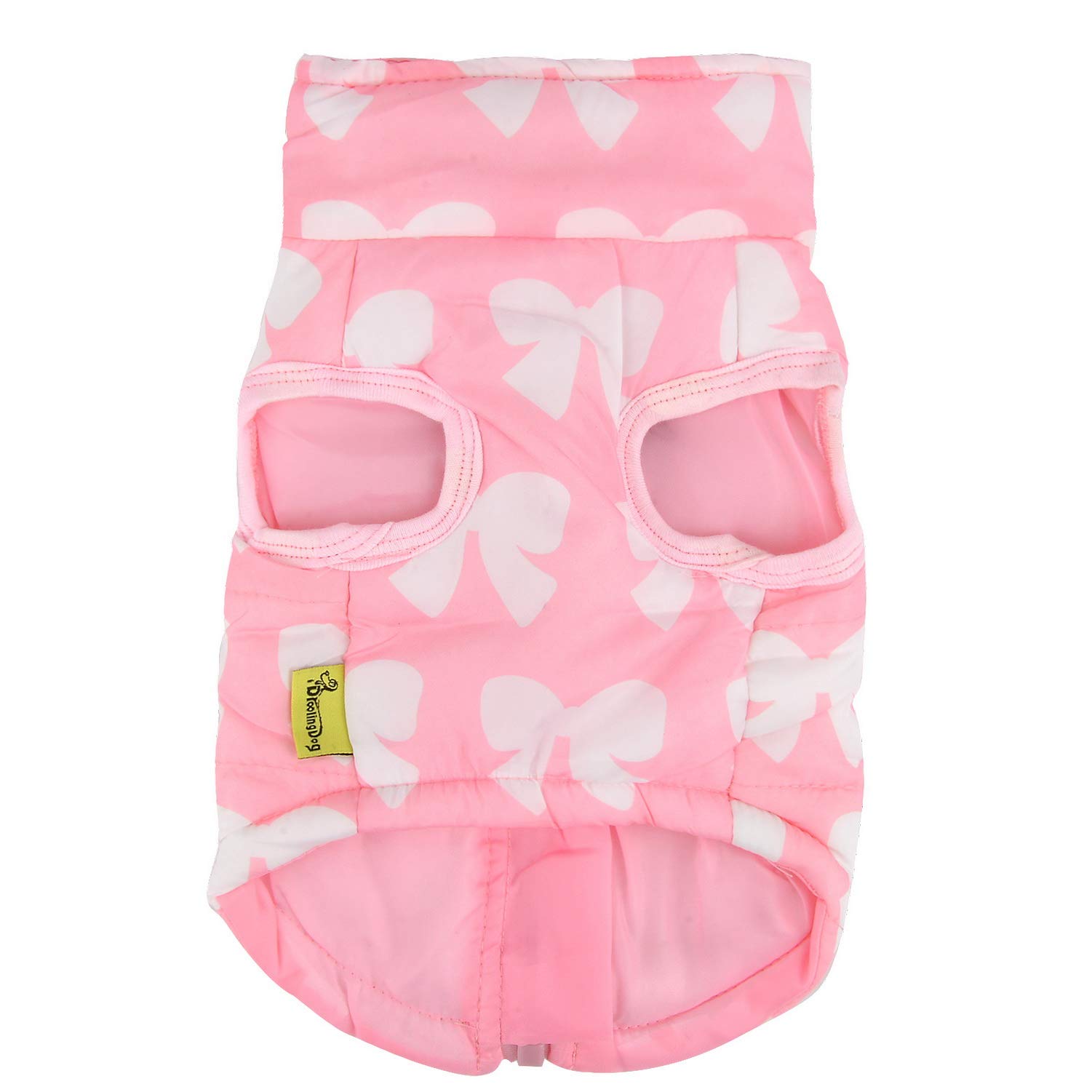 ZUNEA Winter Dog Vest Harness - Warm Cotton Padded Pet Coat for Small Dogs & Puppies - Christmas Costume with Bowknot (Perfect for Holiday Photos & Outdoor Walks)