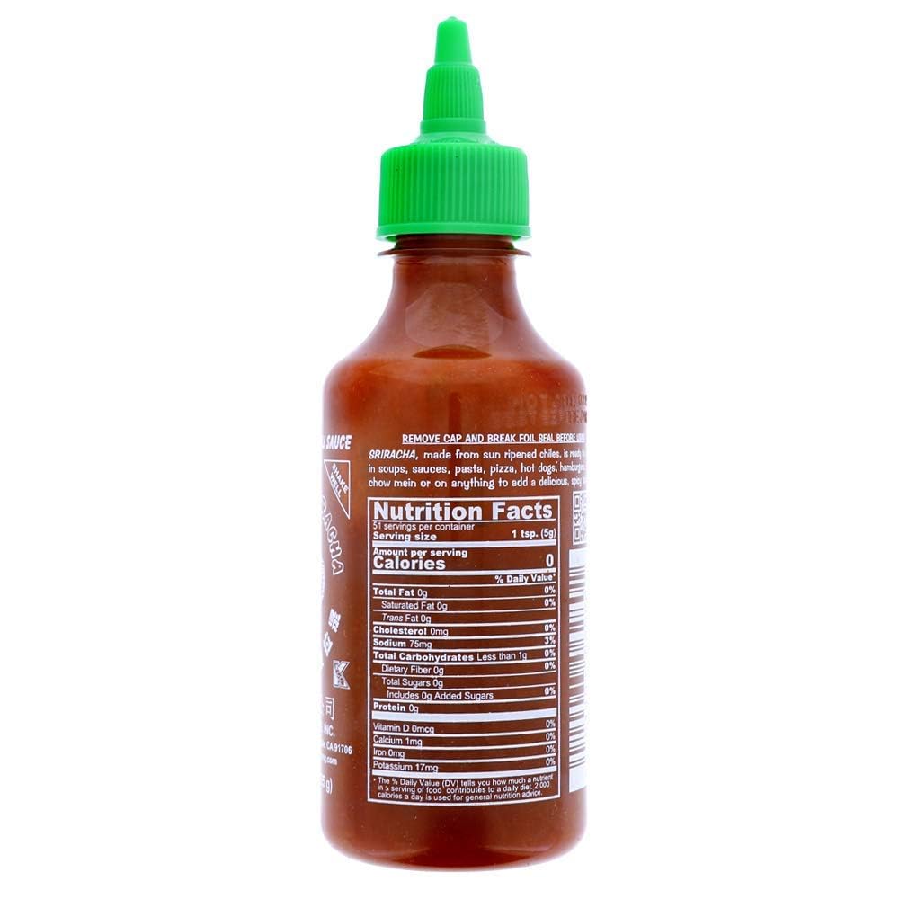 Huy Fong Sriracha Hot Chili Sauce - 9oz Bottle | Premium Asian Chili Garlic Sauce for Cooking, Pho, Ramen & Stir Fry | Vegan & Gluten-Free Hot Sauce for Wings, Tacos & Burgers