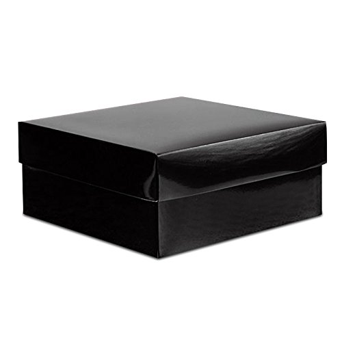 Black Glossy 8x8x6 Inch Gift Box Bottom Only - Bulk Pack of 200 for Christmas Presents, Party Favors & Retail Packaging | Premium Paper Mart Boxes for Holiday Gifting, Wedding Favors & Corporate Events