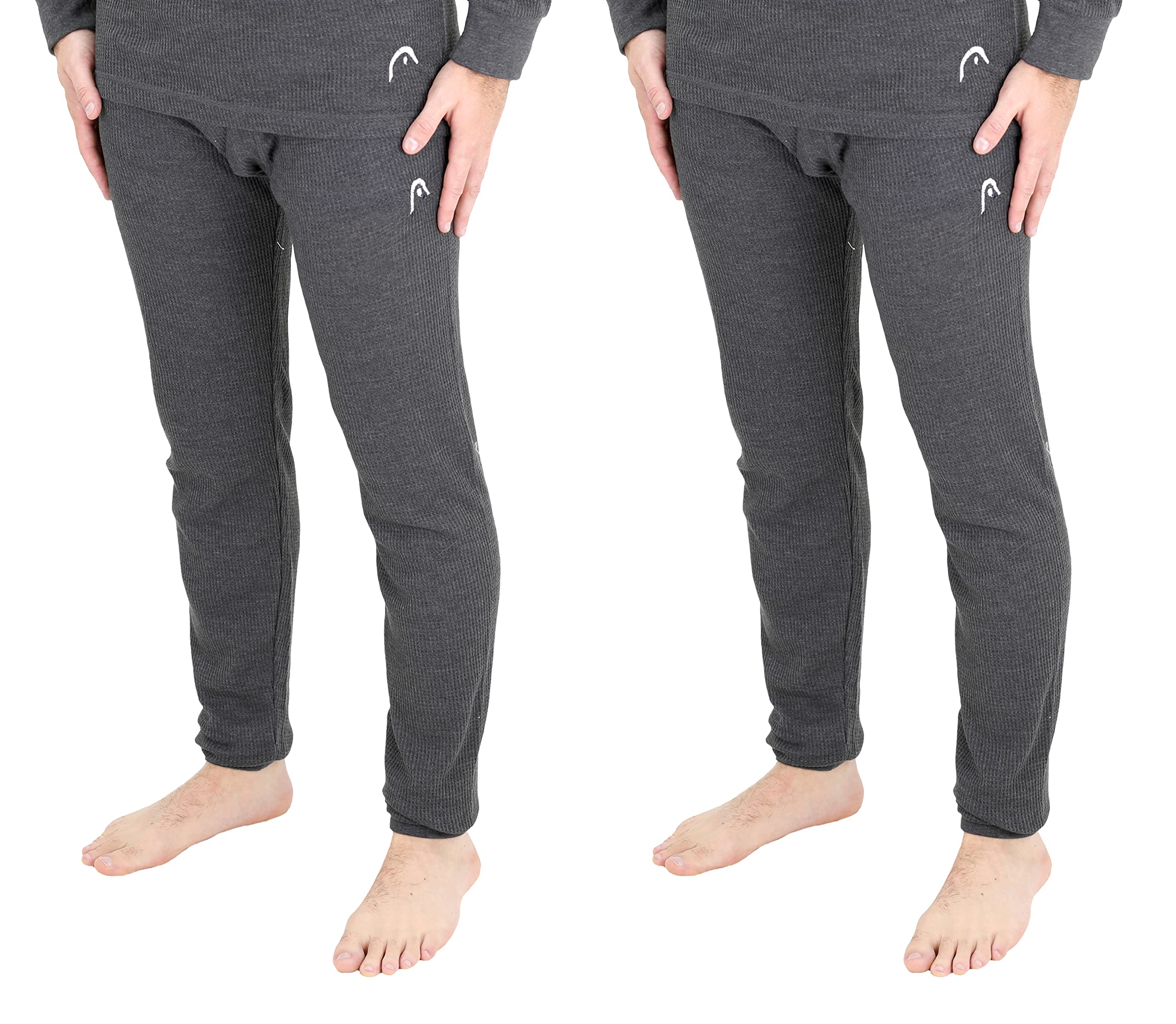 HEAD Men's 2 Pack Waffle Knit Thermal Pants - Warm Winter Base Layer for Hiking, Camping & Cold Weather Activities