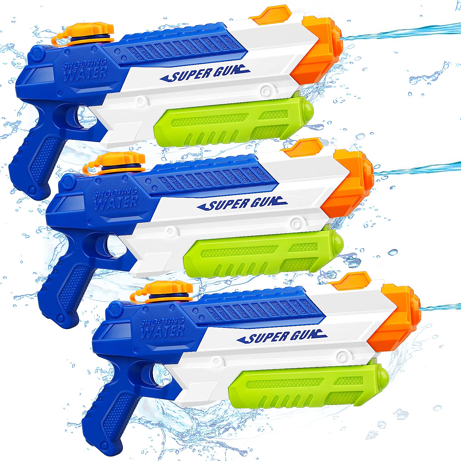 TOY Life 3 Pack Super Soaker Water Guns for Kids & Adults - High Power Water Blaster Squirt Guns - Outdoor Summer Pool Toys for Boys, Girls, Toddlers - Perfect for Backyard Battles, Beach Parties and Pool Games