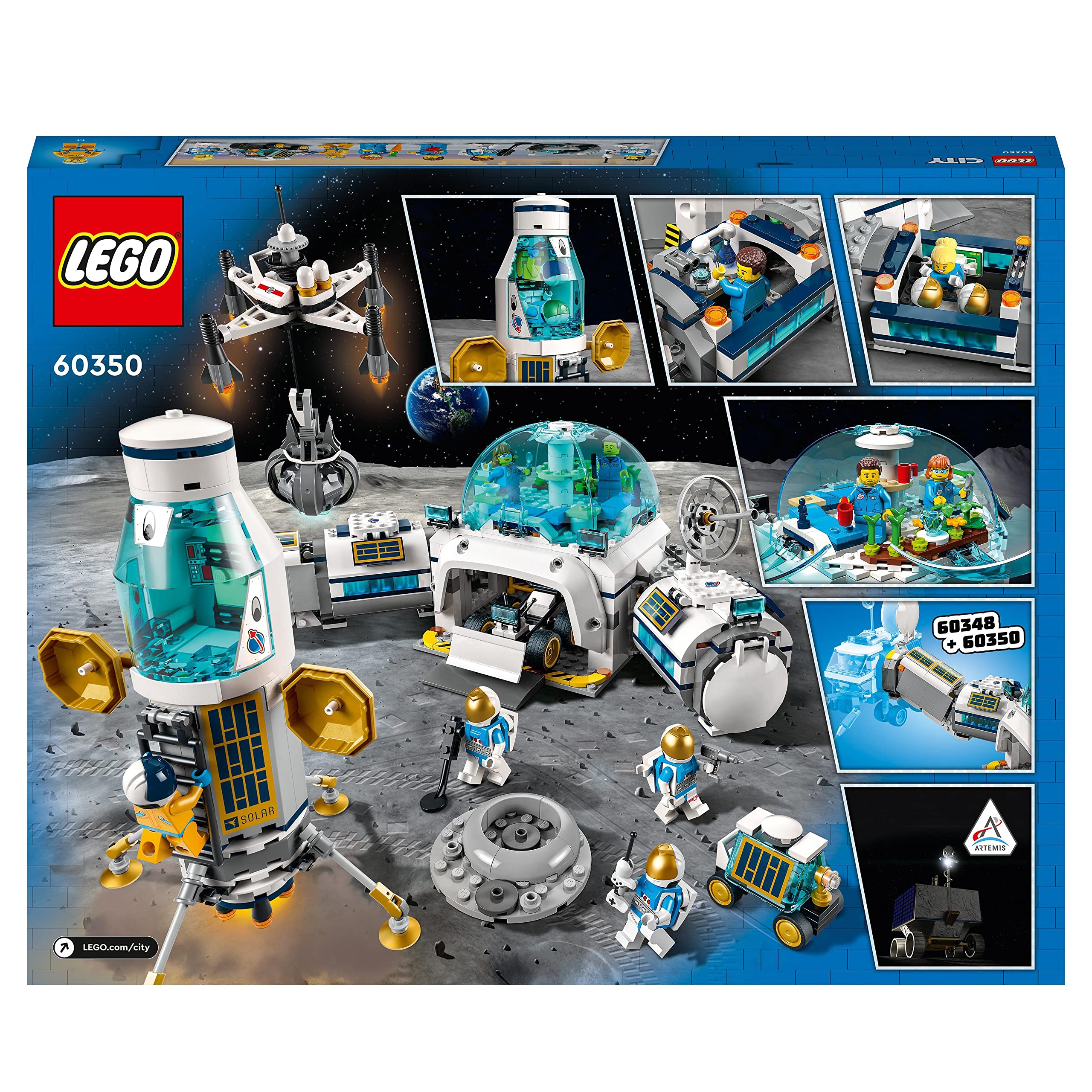 LEGO 60350 City Lunar Research Base, NASA Space Toys with Buggy Vehicle, Building Set for Kids Ages 7+ - Perfect for Space Exploration Play & STEM Learning