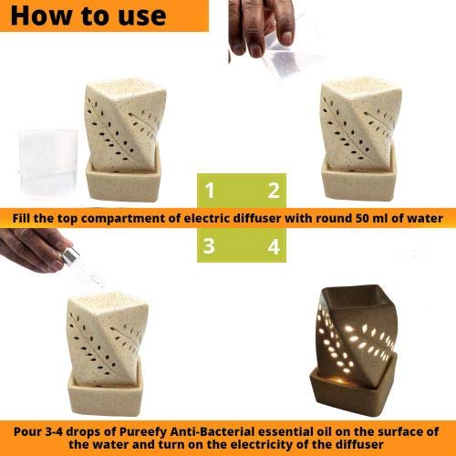 Twister Shape Ceramic Electric Aroma Oil Diffuser with Rose Oil - Ultrasonic Air Freshener for Home, Office, Yoga & Spa Relaxation