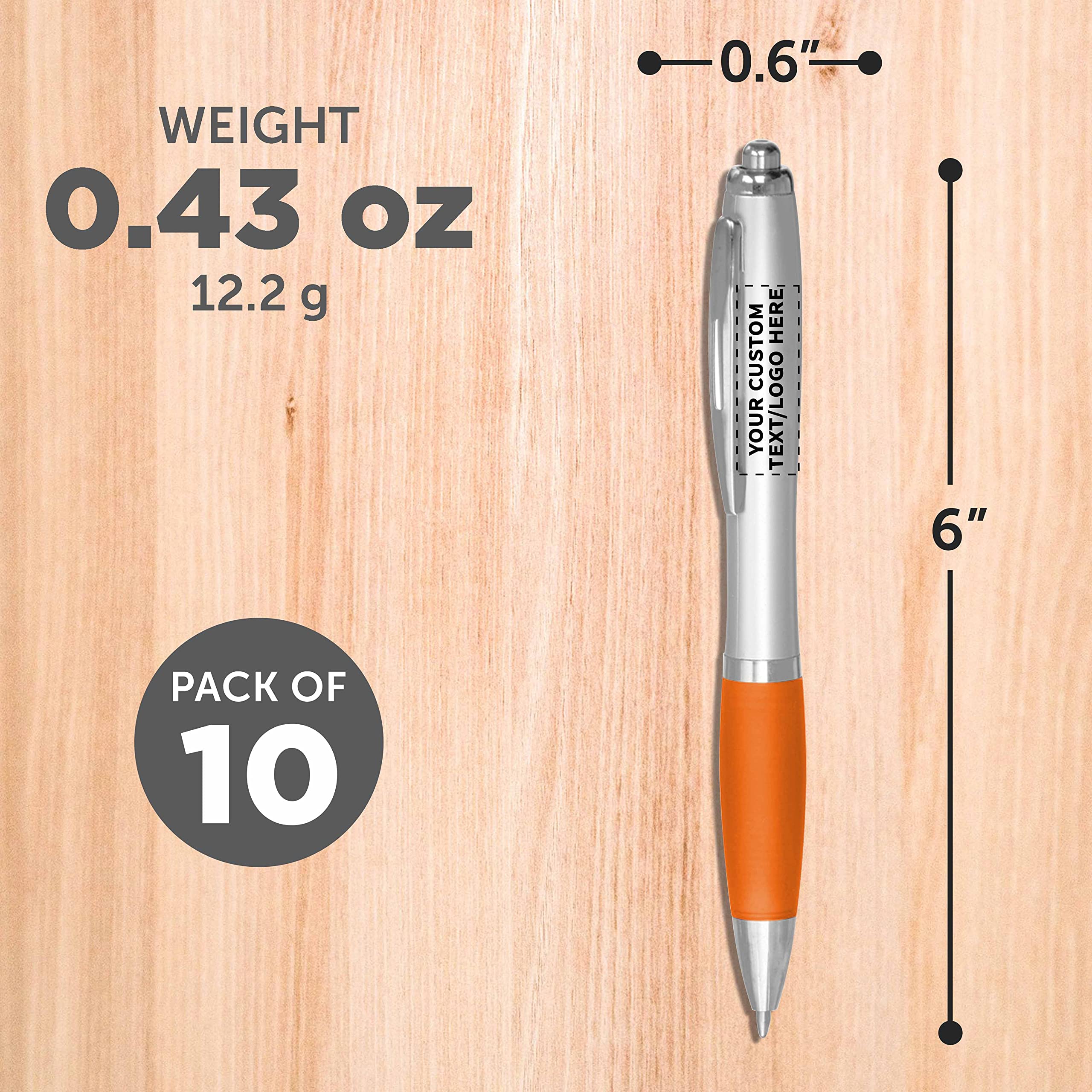 Customized Ergonomic Ballpoint Pens with Rubber Grip - 10 Pack Personalized Click-to-Write Pens with Black Ink for School, Office & Business Use | Bulk Promotional Pens for Students, Teachers & Corporate Gifts