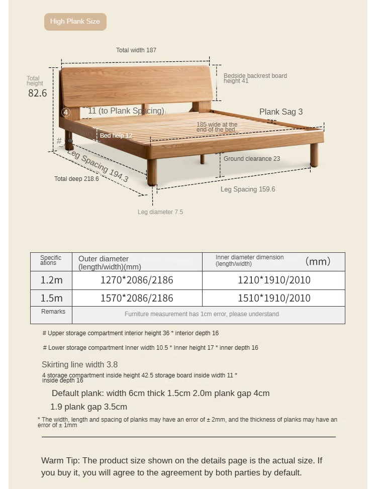 Solid Oak Wood Platform Bed with Bookshelf Headboard - Modern Bedroom Furniture for Small Spaces & Cozy Reading Nook