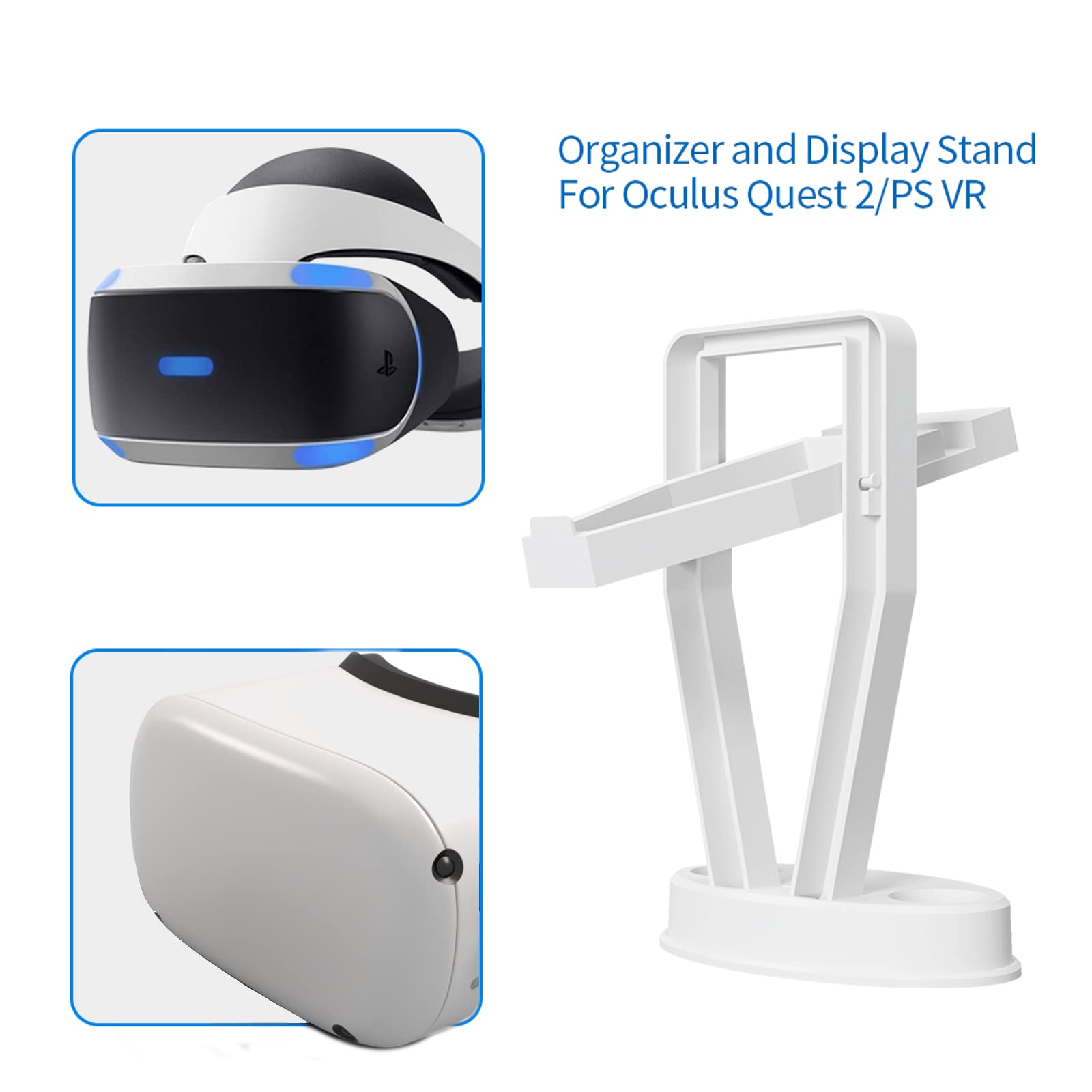 DigiCharge VR Headset Stand for Oculus Meta Quest 3S, 3, 2 & PS VR - Display Mount Station with Charging Base for Headset & Controllers - Perfect for Gaming Setup & VR Accessories Organization