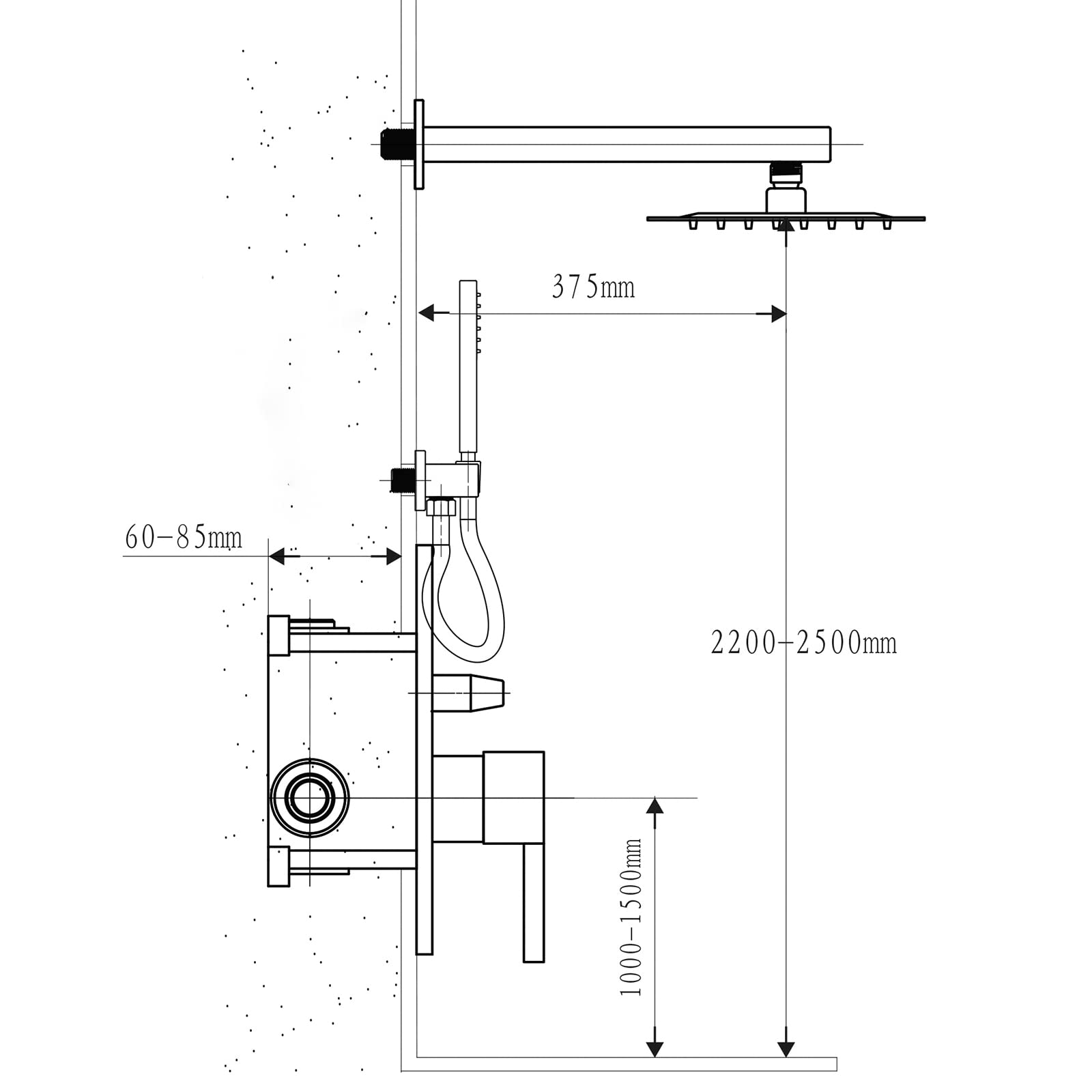 Fransiton 12 Inch Brushed Nickel Wall Mounted Rainfall Shower System Set with Handheld Shower Head - Complete Bathroom Shower Kit Including Valve for Luxurious Spa Experience at Home