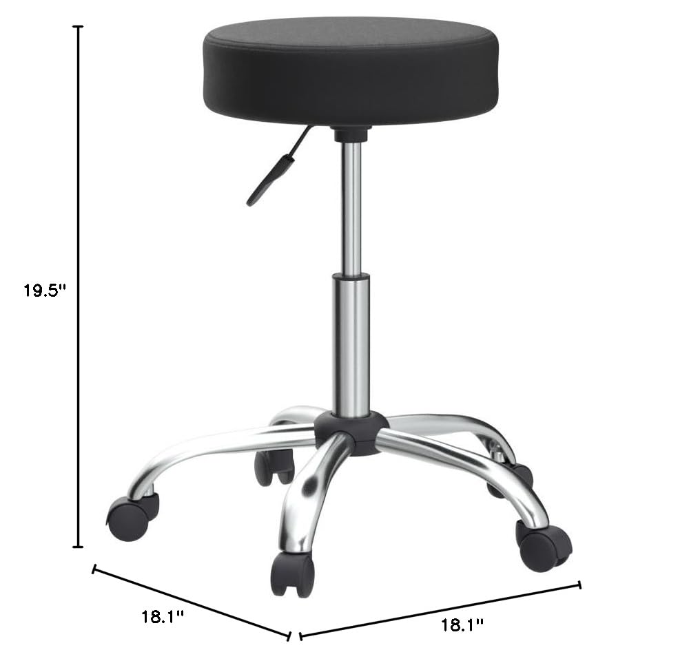 ZENY Hydraulic Adjustable Rolling Stool - 360° Swivel Salon Chair with Wheels for Salon, Spa, Tattoo Studio, Medical Office, Kitchen & Shop | Ergonomic Stool for Hairdressers, Chefs & Professionals
