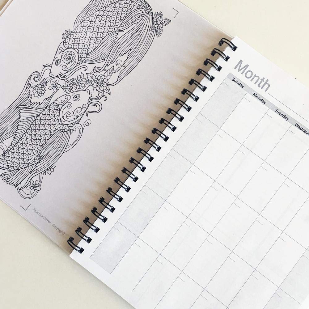 Undated Coloring Day Planner (8.5 x 11 inches) - Large Weekly & Monthly Organizer with Appointment Schedule, Goals and Notes Section - Perfect for Work, School, Art Therapy and Stress Relief