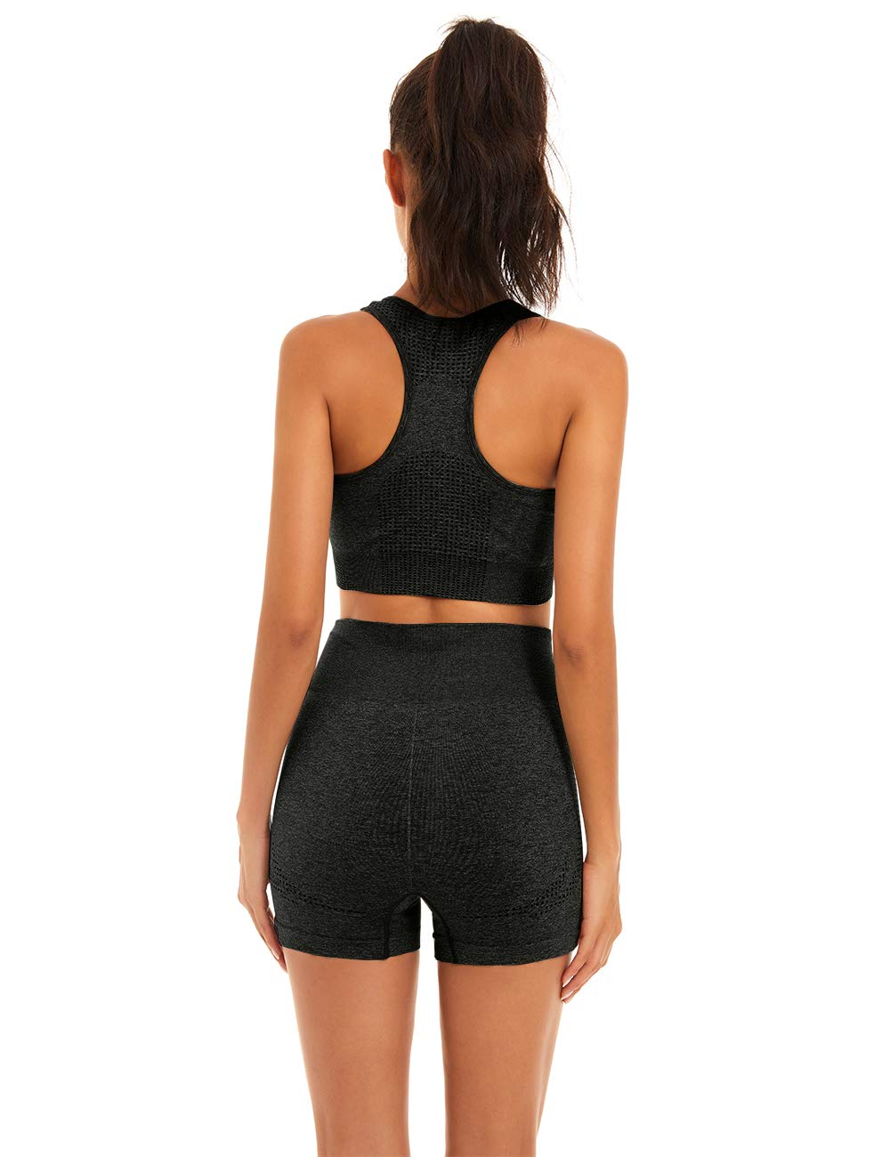 Women's Seamless Yoga Workout Set - 2 Piece Outfit with Gym Shorts & Sports Bra for Yoga, Pilates & Fitness Training | Comfortable Activewear for Women
