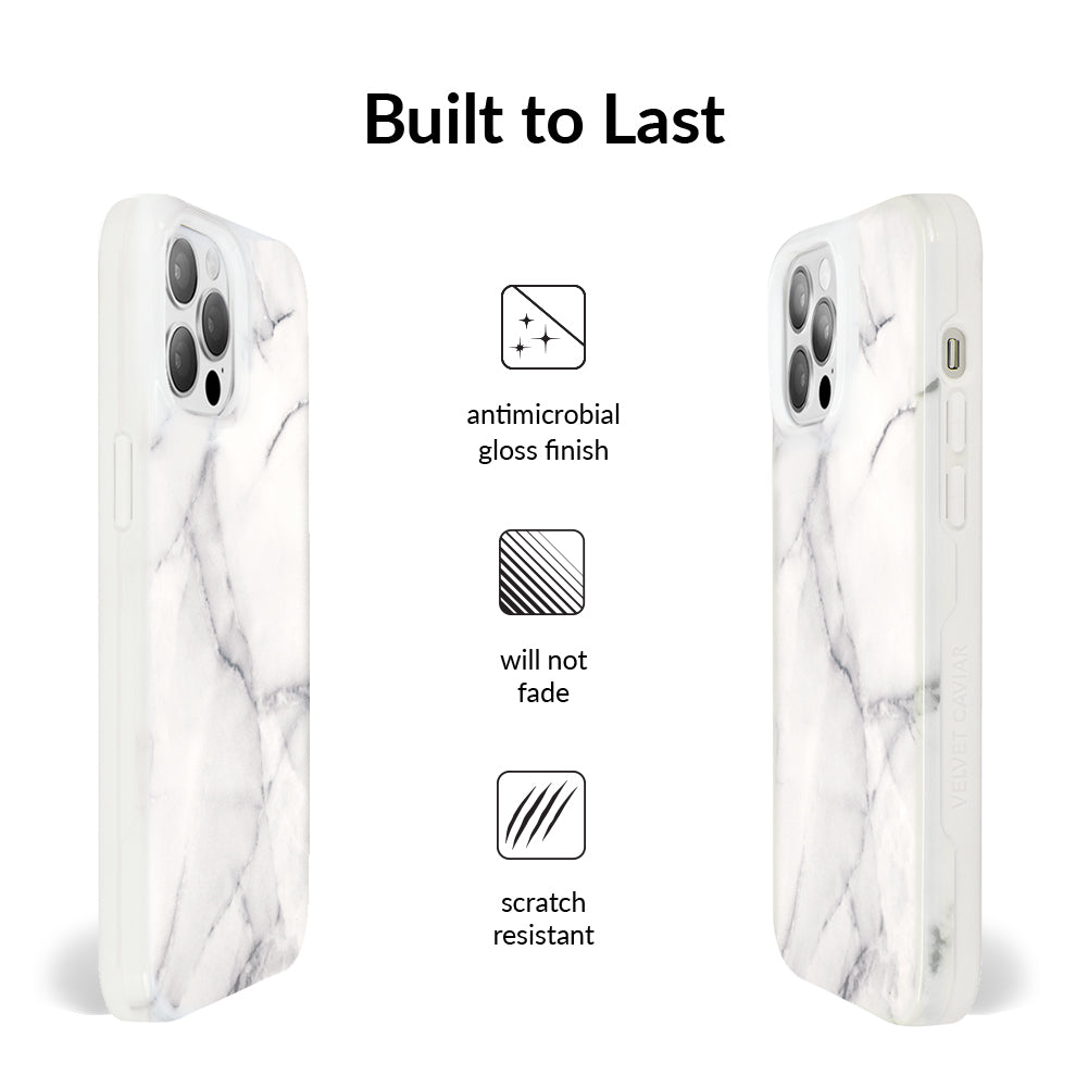 Premium Carrara Marble iPhone Case - Slim Protective Cover with Elegant Marble Design for iPhone 13/14/15 Pro Max - Perfect for Business, Travel & Everyday Use