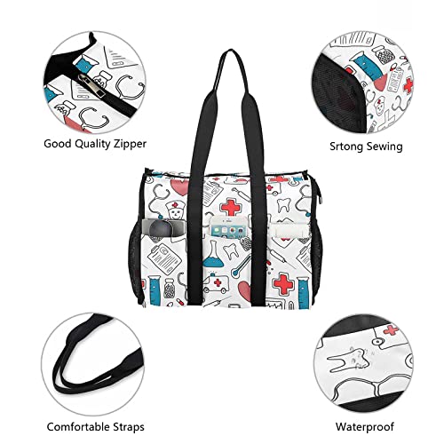 Nurse Tote Bag for Women - Canvas Weekender with Zip for Work & Travel
