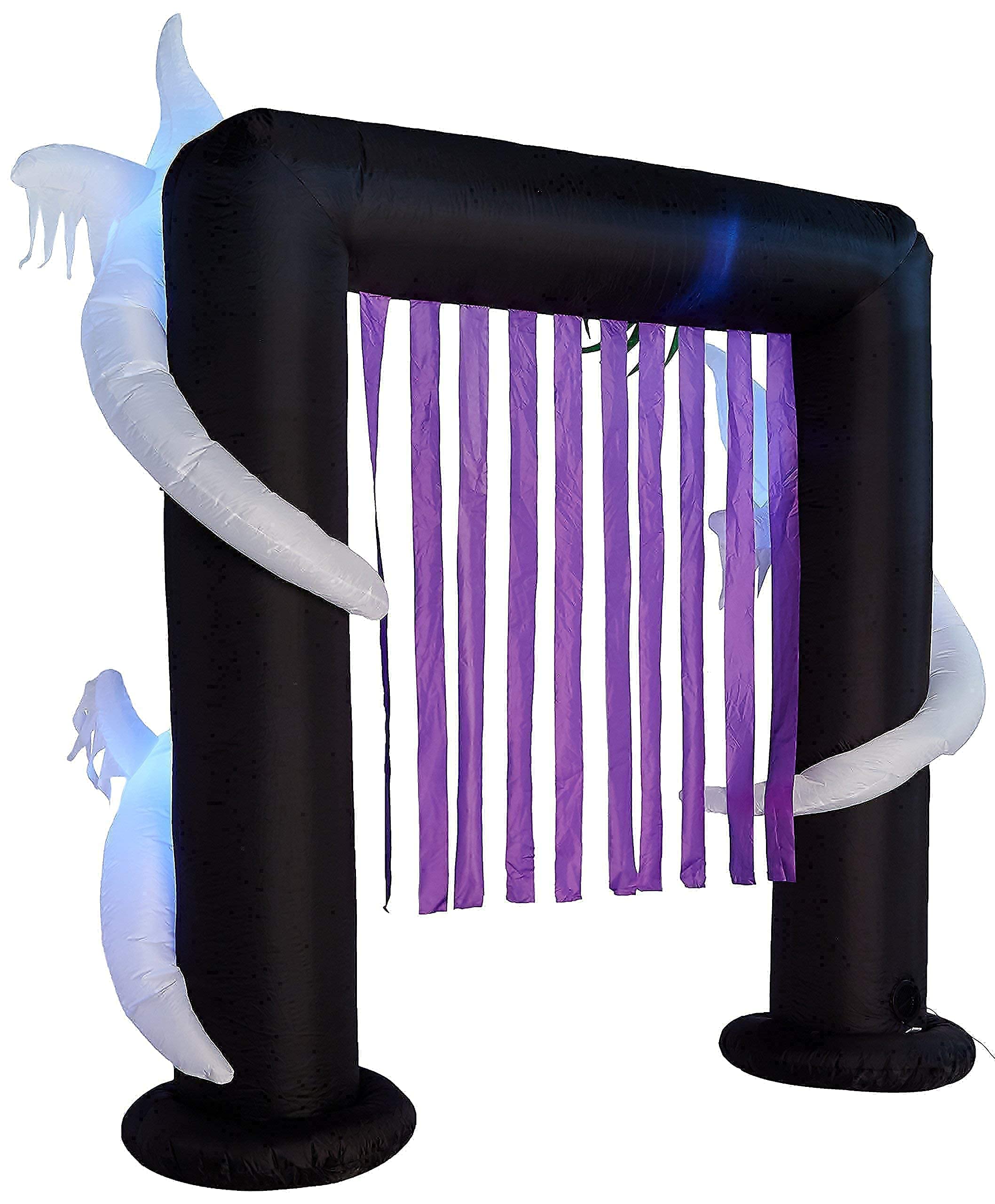 8FT Tall Inflatable Halloween Ghost Spider Archway & 8FT Long White Ghost with Orange Banner - LED Lighted Halloween Party Decorations Bundle for Outdoor Yard, Haunted House, and Spooky Decor