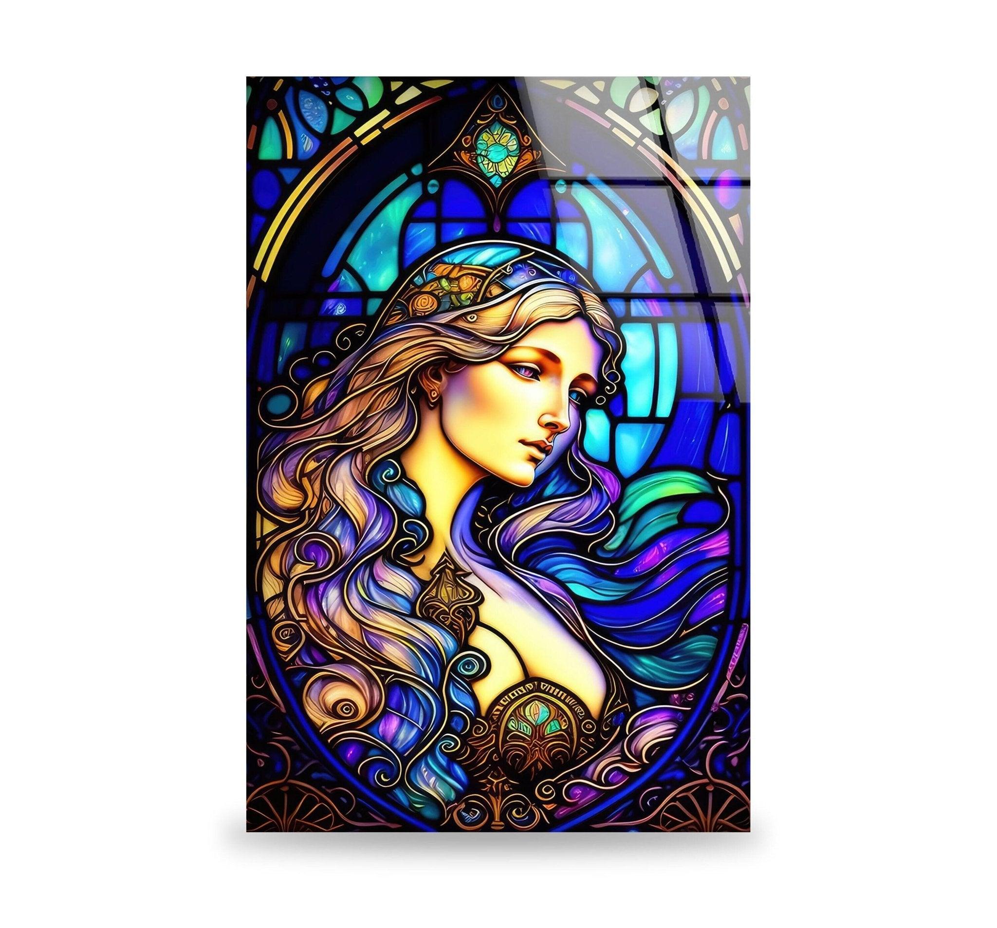 Aurora Princess Glass Wall Art - Elegant Handmade Decor for Living Room, Bedroom & Office - Perfect Gift for Home & Wedding