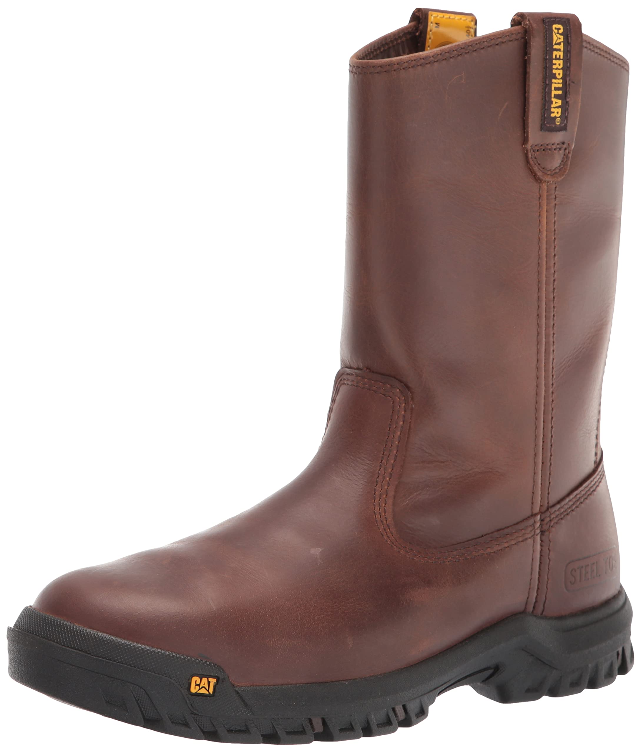 CAT Men's Drawbar Steel Toe Work Boots - Heavy Duty Construction Boots for Safety & Comfort - Ideal for Construction, Landscaping & Industrial Work