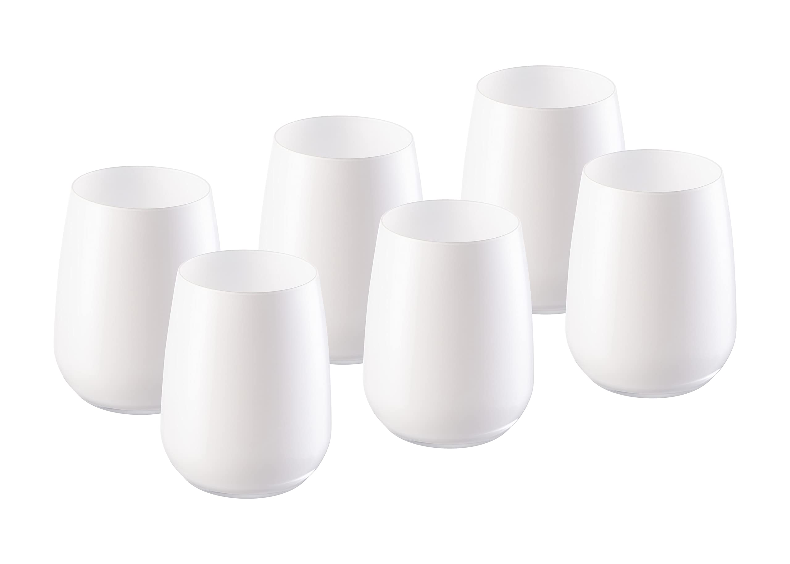 Premium Barski Tumbler Glass Set - 6 Double Old Fashioned Whiskey Glasses - 13 oz Stemless Crystal Drinking Glasses for Bourbon, Scotch & Cocktails - Elegant White DOF Rock Tumblers - Made in Europe - Perfect for Home Bars, Parties & Gifts