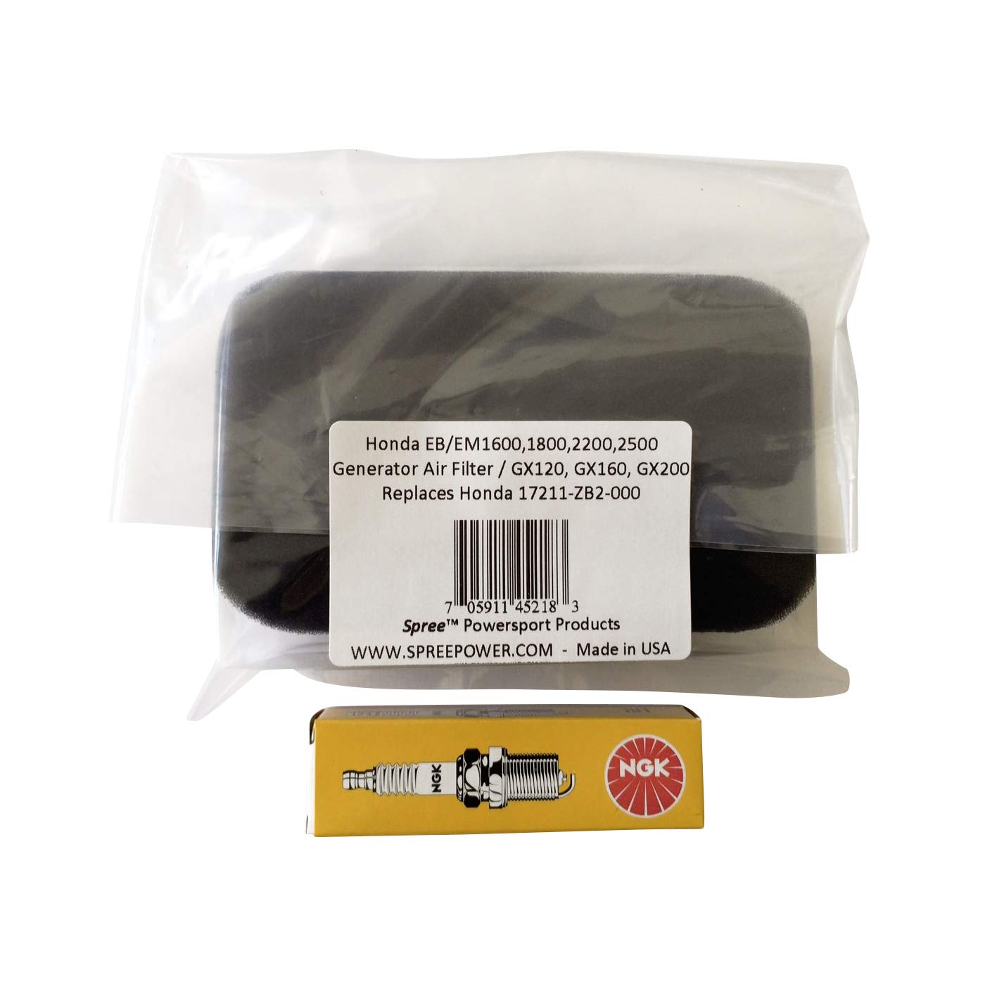 Honda Generator Air Filter Replacement for EB EM 1600 1800 2200 2500 Models - Includes Spark Plug - Compatible with Spree - Perfect for Outdoor Camping, RV Trips & Emergency Power Backup