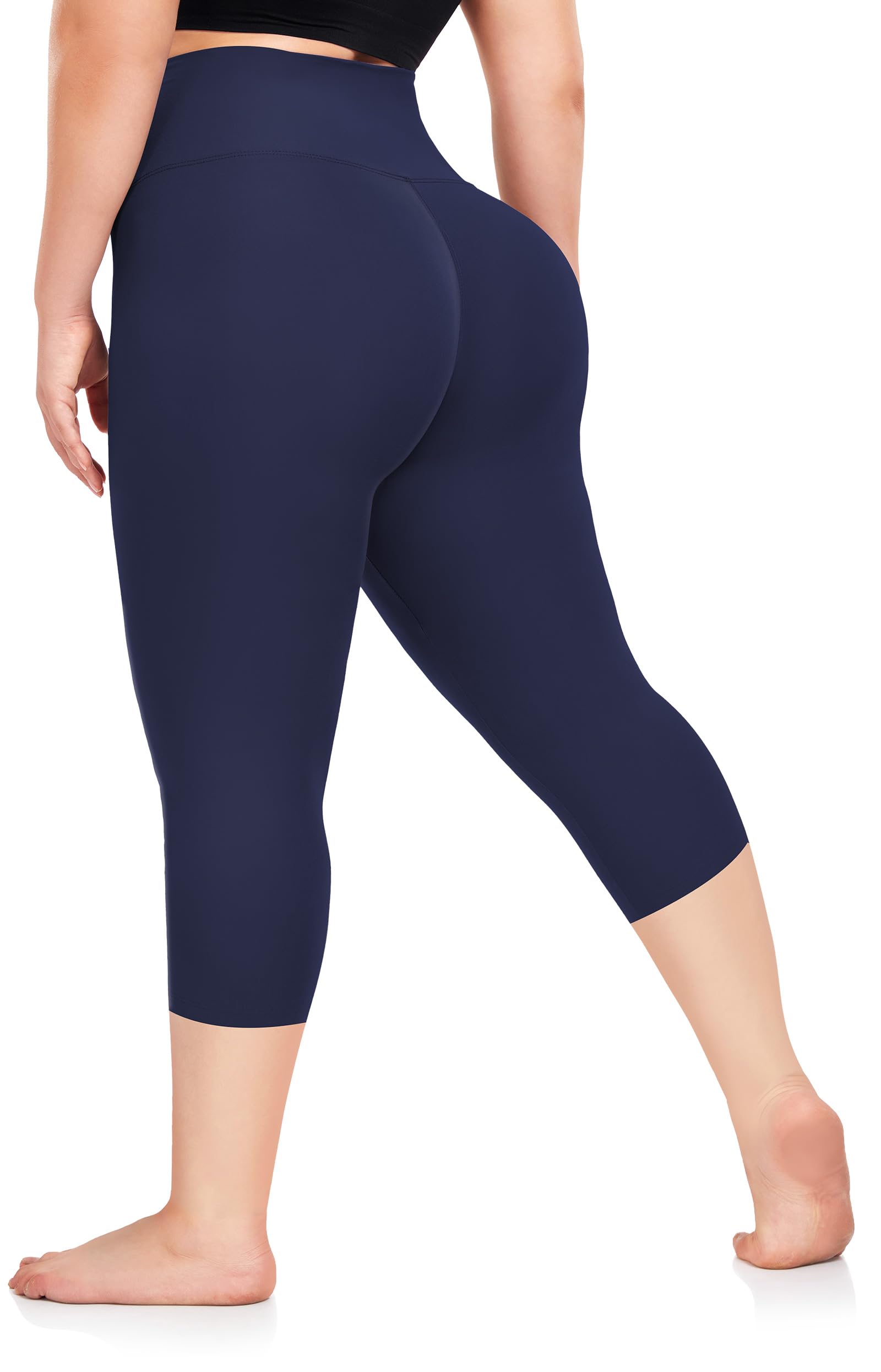 Plus Size Capri Leggings for Women XL-4XL - High Waist Tummy Control Yoga Pants - Stretchy Workout & Lounge Capris for Comfort & Style