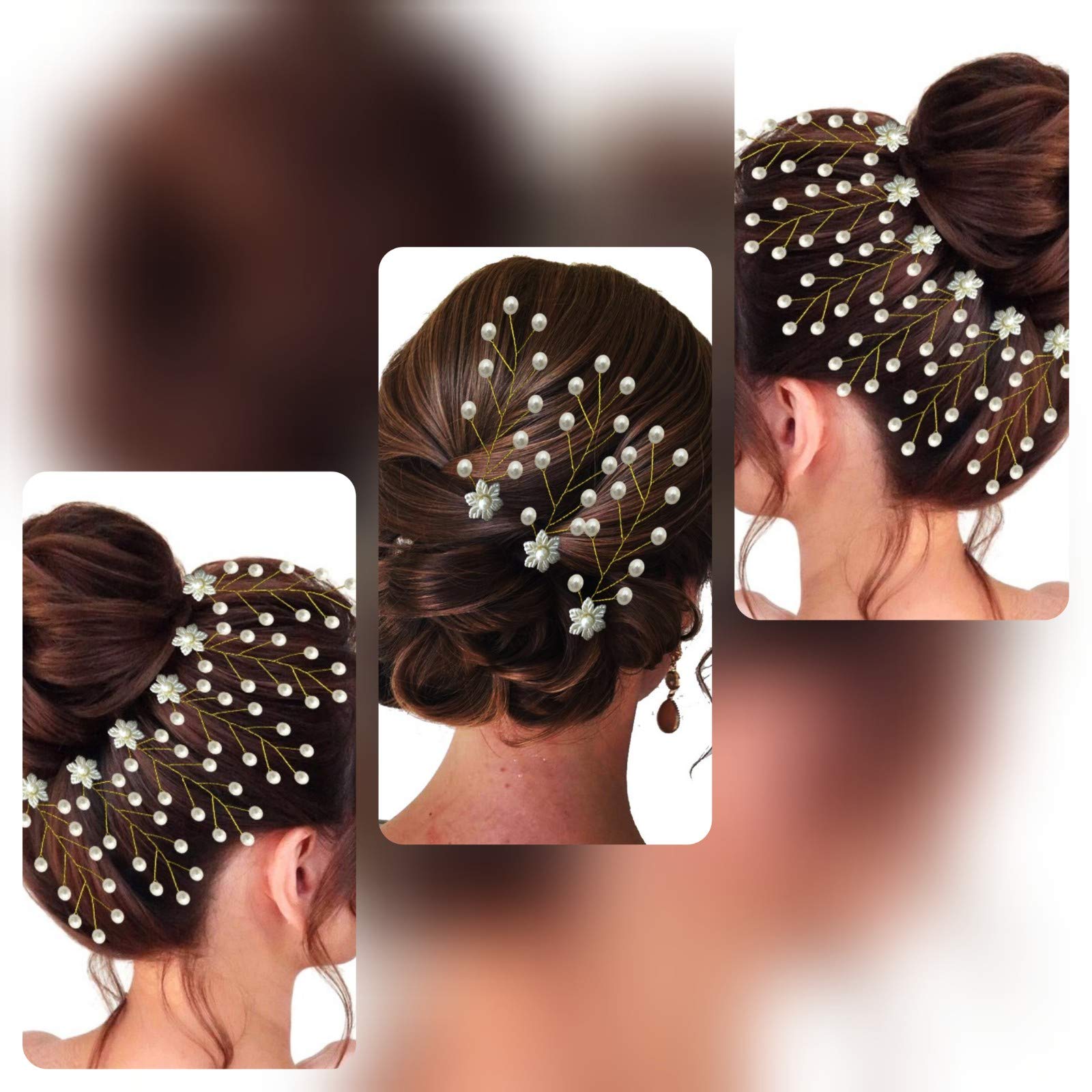 Elegant White Bridal Hair Pins with Artificial Flowers & Pearls - Women's Wedding Hair Accessories (Pack of 1) | Perfect for Bridal Showers, Weddings & Special Occasions