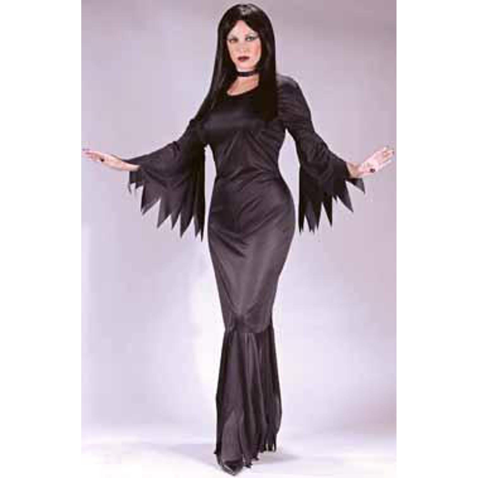 Madam Morticia Dress - One Size Fits 4-14 | Gothic Lace Dress for Women | Perfect for Halloween, Cosplay & Dark Fashion Events