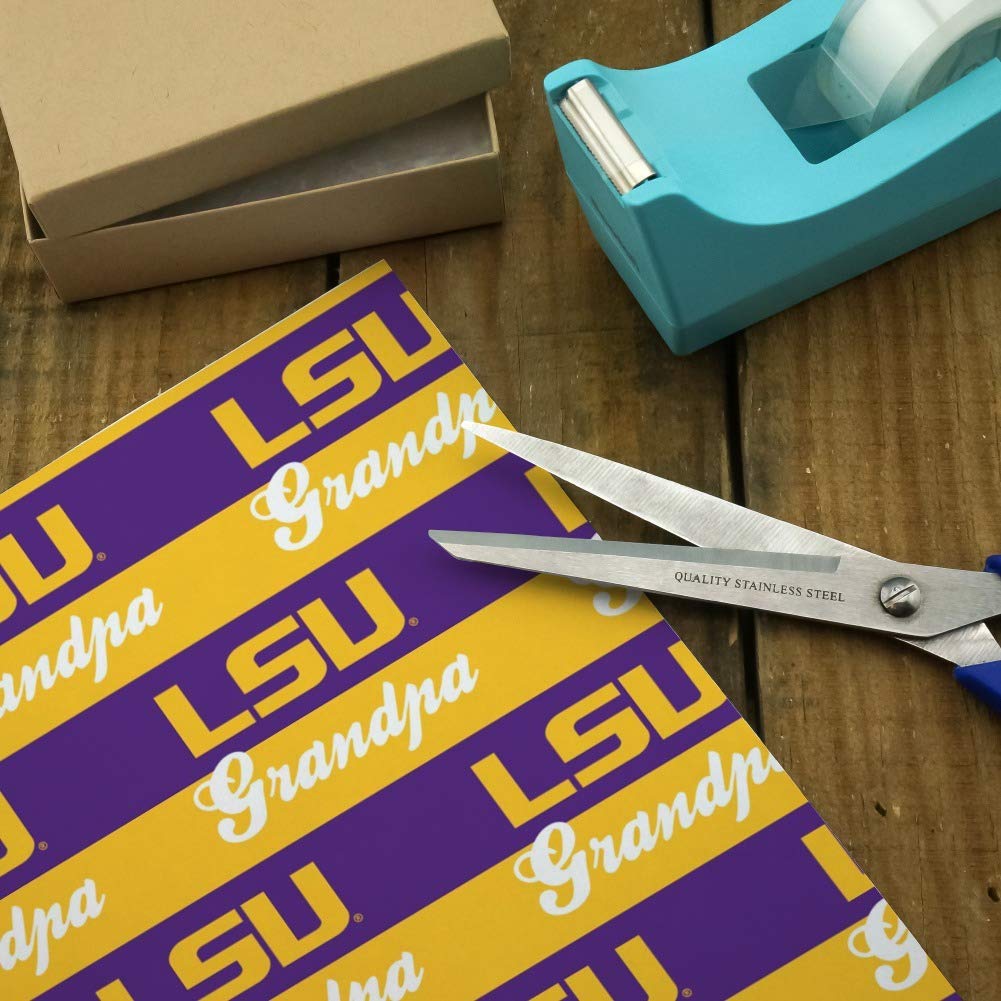 LSU Tigers Themed Gift Wrap Paper Rolls - Perfect for Birthday, Christmas & Graduation Gifts - Grandpa & Fan Gifts for Sports Enthusiasts