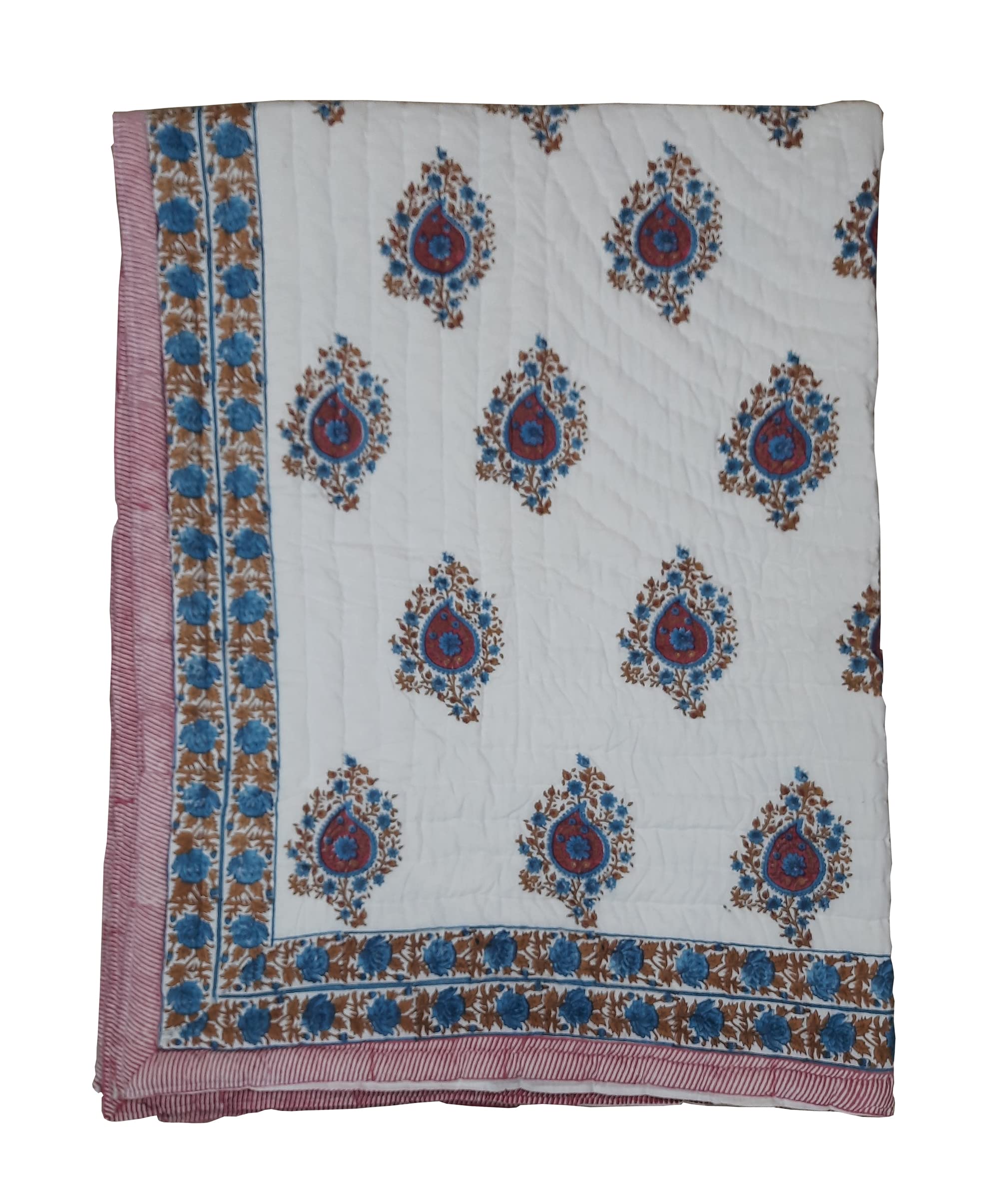 Premium 100% Cotton Indian Quilt - Soft & Breathable Bedding for Twin, Queen, King Sizes (60x90, 90x108, 108x108 Inches) - Perfect for Cozy Nights & Home Decor