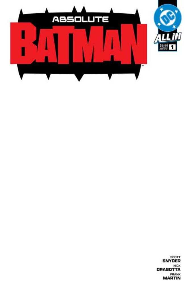 Absolute Batman #1 4th Print Cover C Blank Card Stock Variant - Rare Comic Book Collectible for Display & Investment - Perfect for Comic Enthusiasts, Collectors, and Home Decor