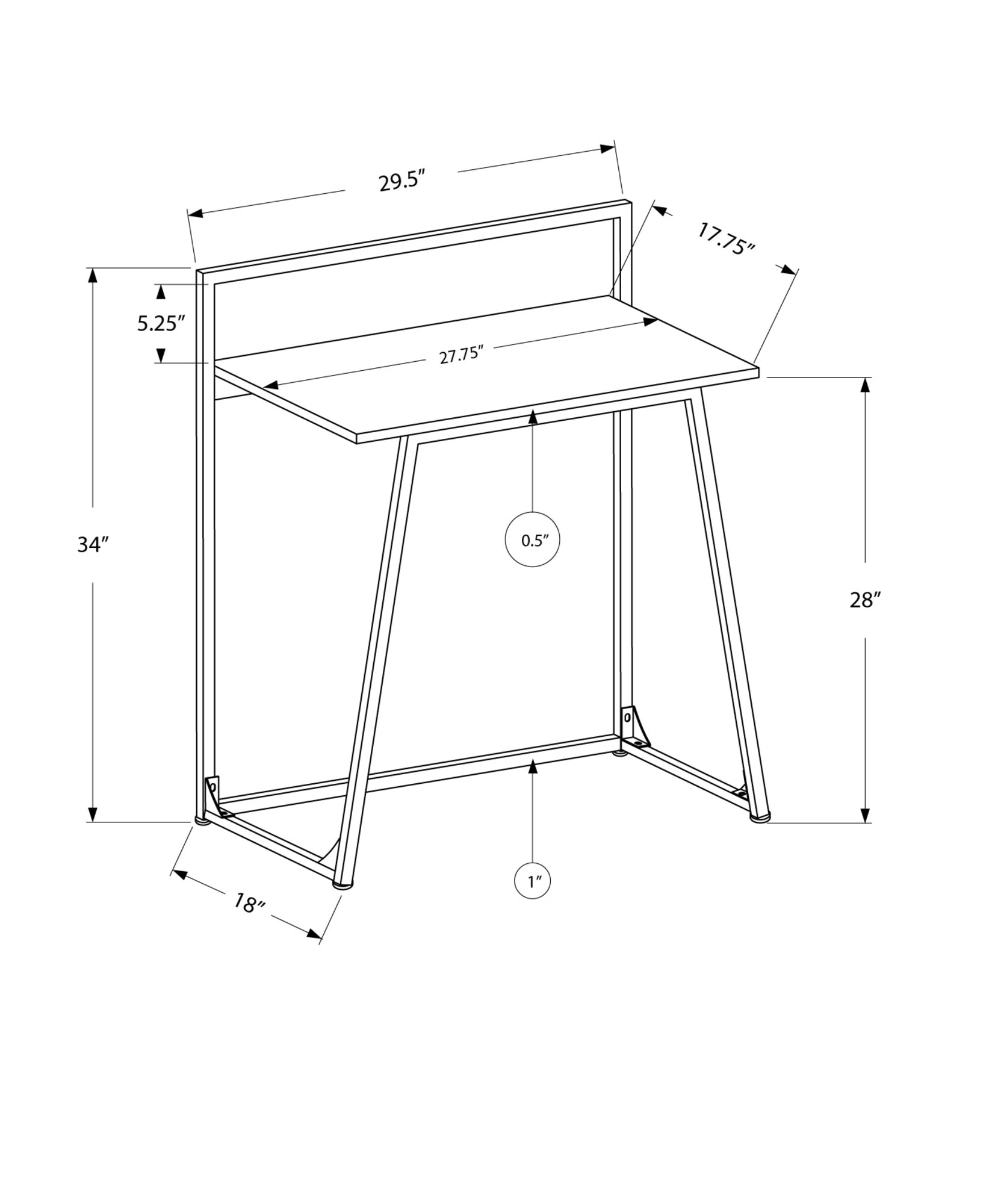 30L Computer Desk for Home Office - Black Metal Frame with Juvenile Black Finish - Perfect for Small Spaces, Gaming & Study Desks